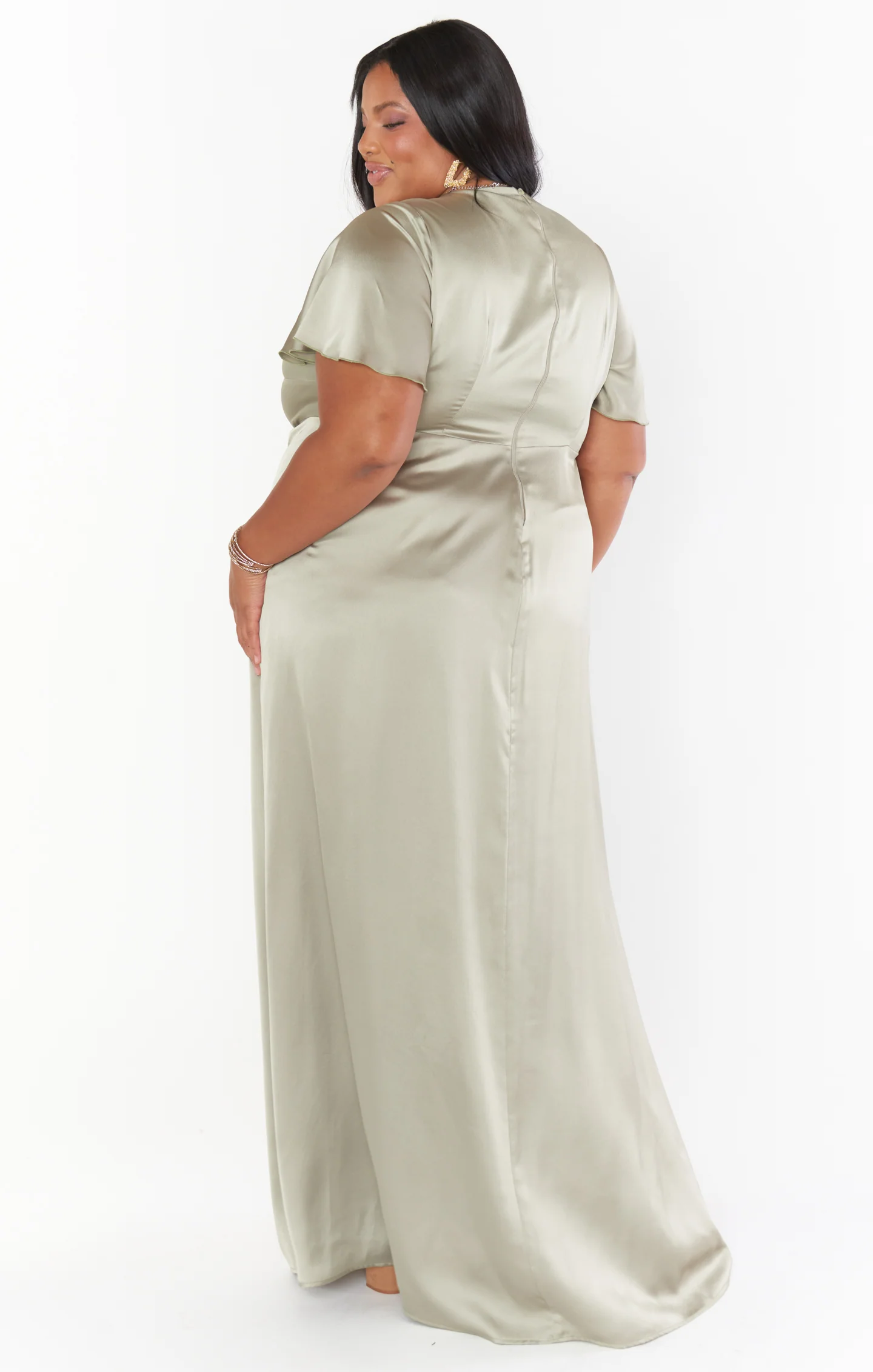 Rome Twist Gown ~ Moss Green Luxe Satin - Image 6
