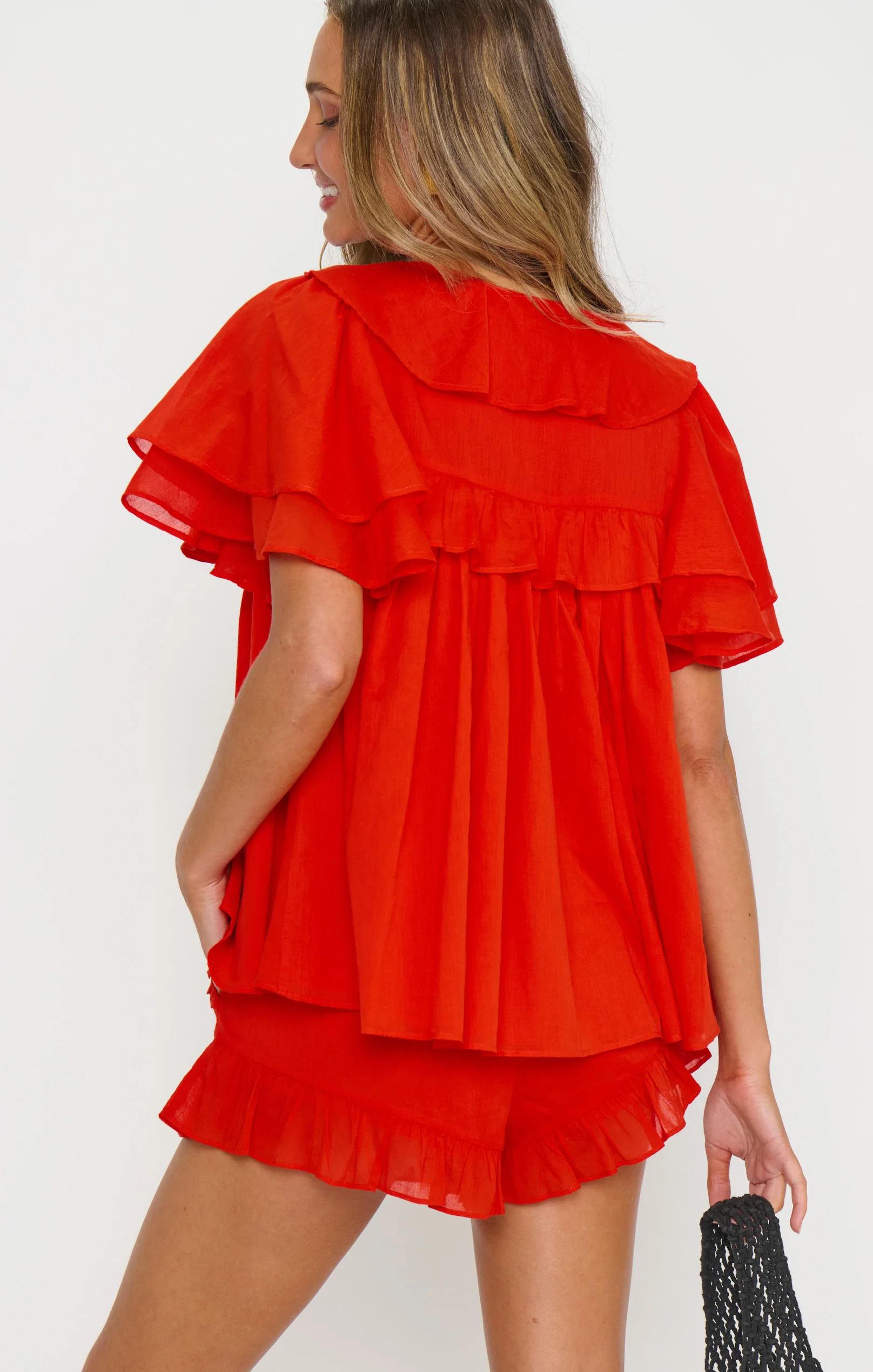 Rosalie Ruffle Top ~ Rouge Red Voile - Image 4