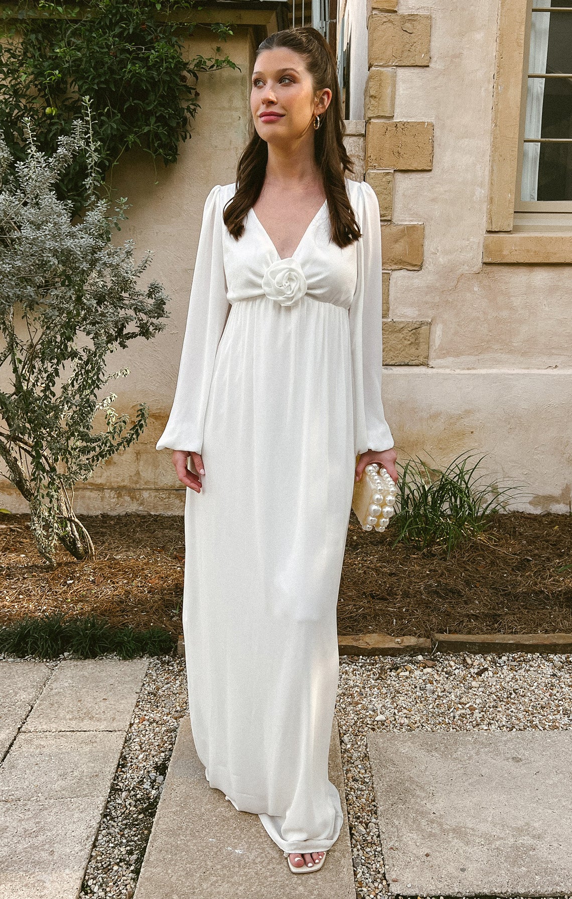 Rosetta Maxi Dress ~ White Silky Crepe - Image 3