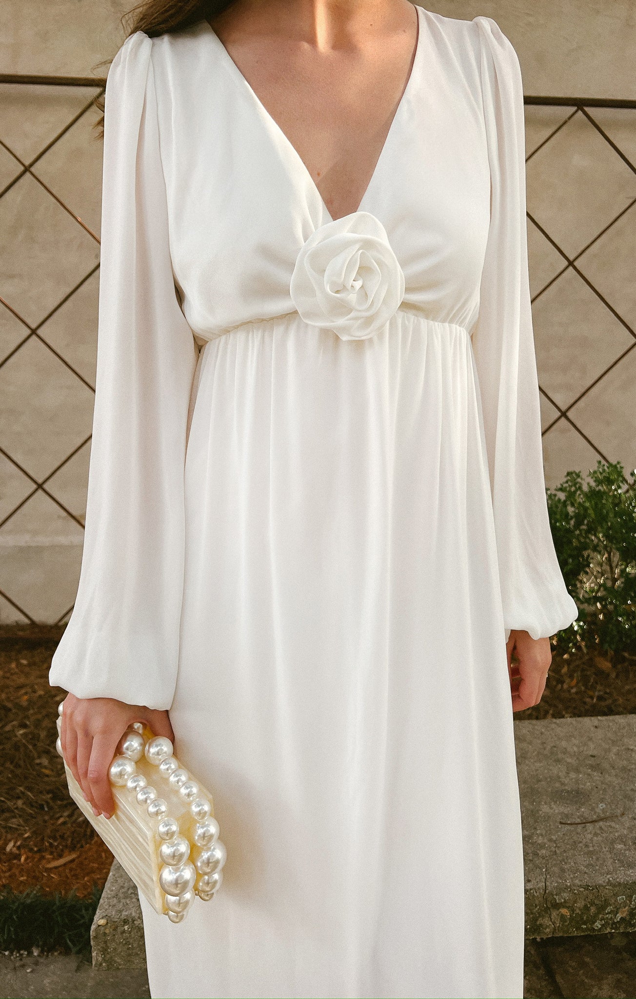 Rosetta Maxi Dress ~ White Silky Crepe - Image 4