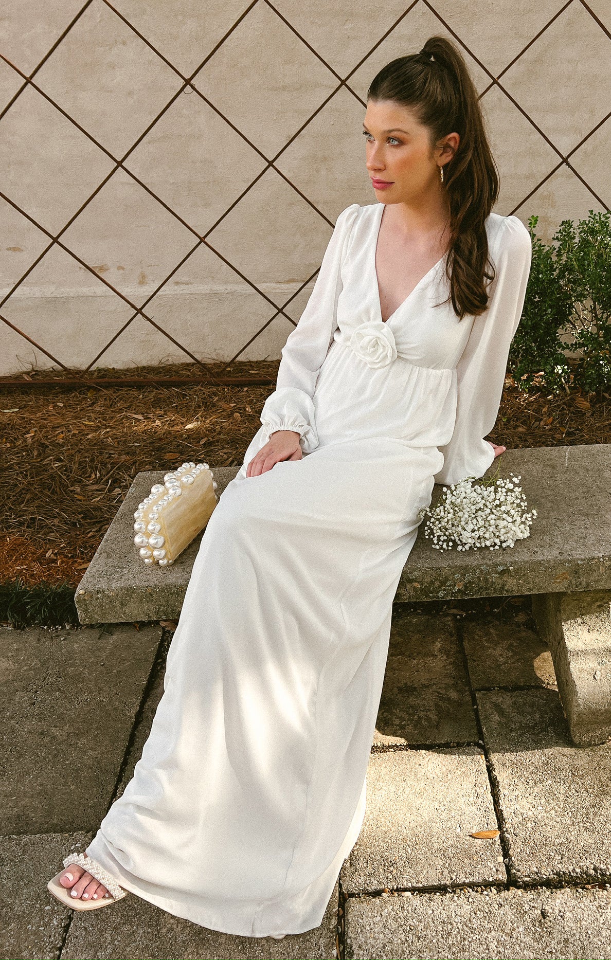 Rosetta Maxi Dress ~ White Silky Crepe - Image 5