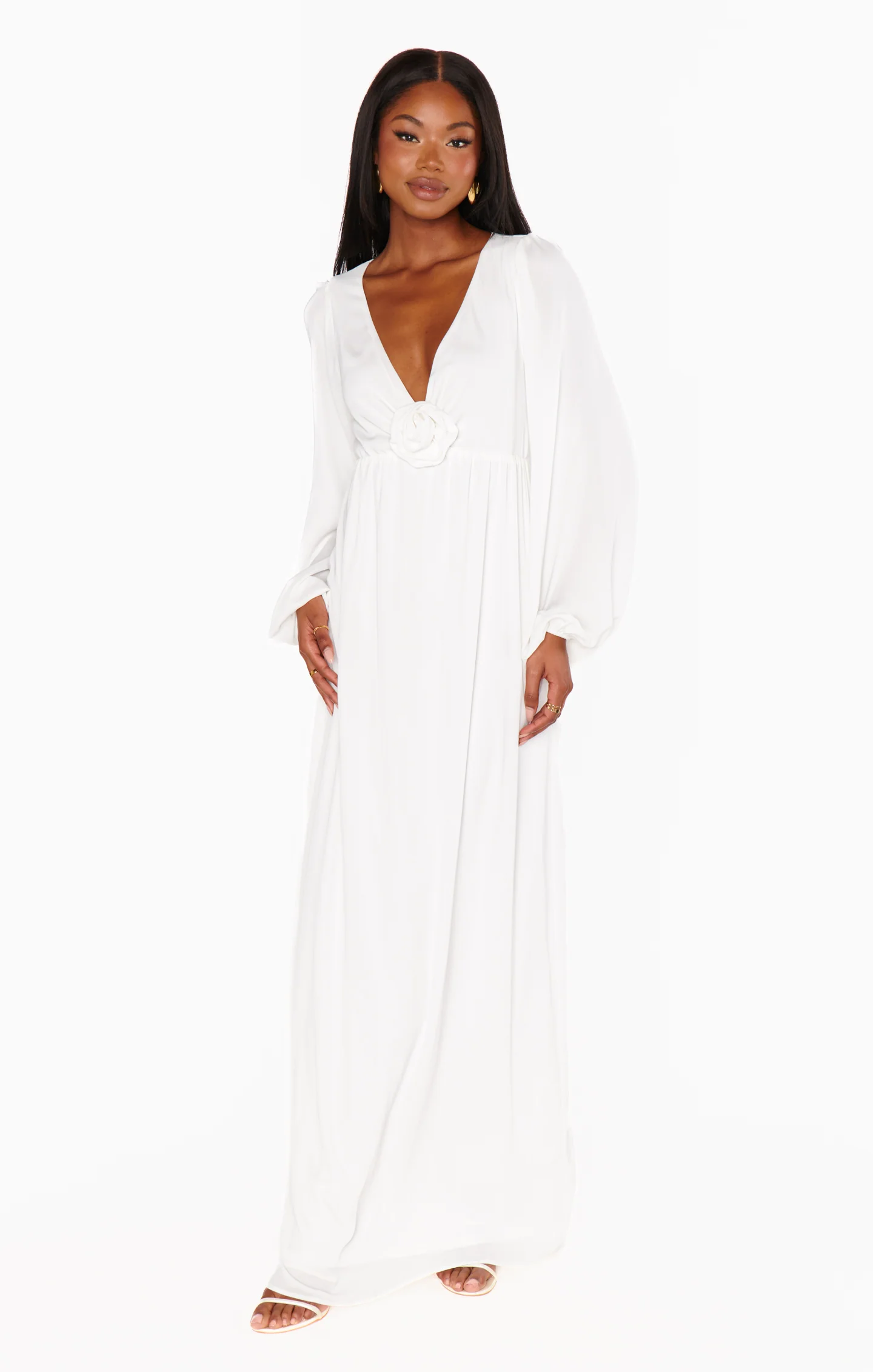 Rosetta Maxi Dress ~ White Silky Crepe - Image 6