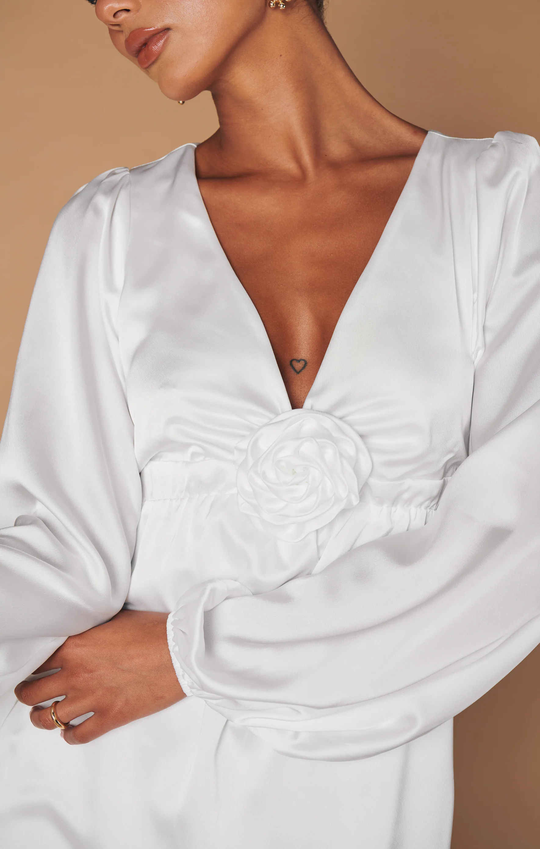 Rosetta Mini Dress ~ Ivory Luxe Satin - Image 5