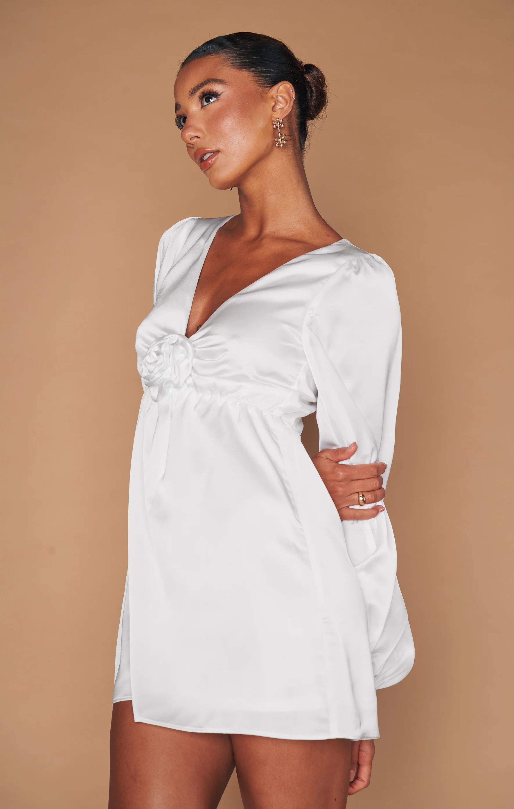 Rosetta Mini Dress ~ Ivory Luxe Satin - Image 9