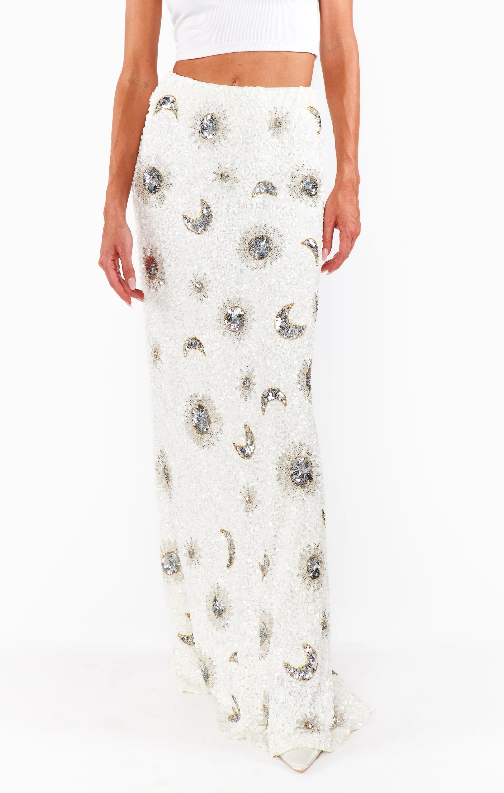 RSVP Skirt ~ White Celestial Sequins - Image 10