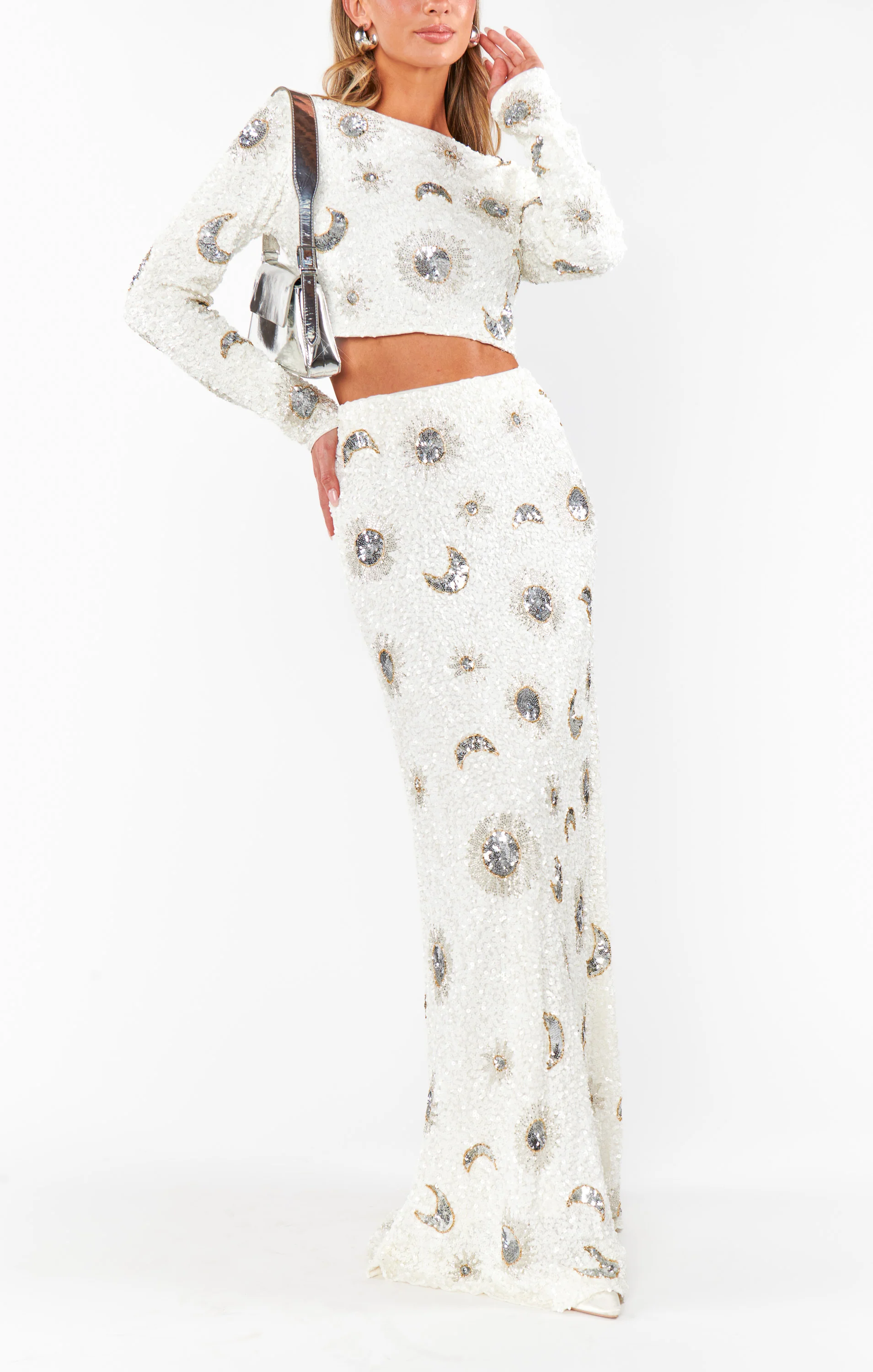 RSVP Skirt ~ White Celestial Sequins - Image 7