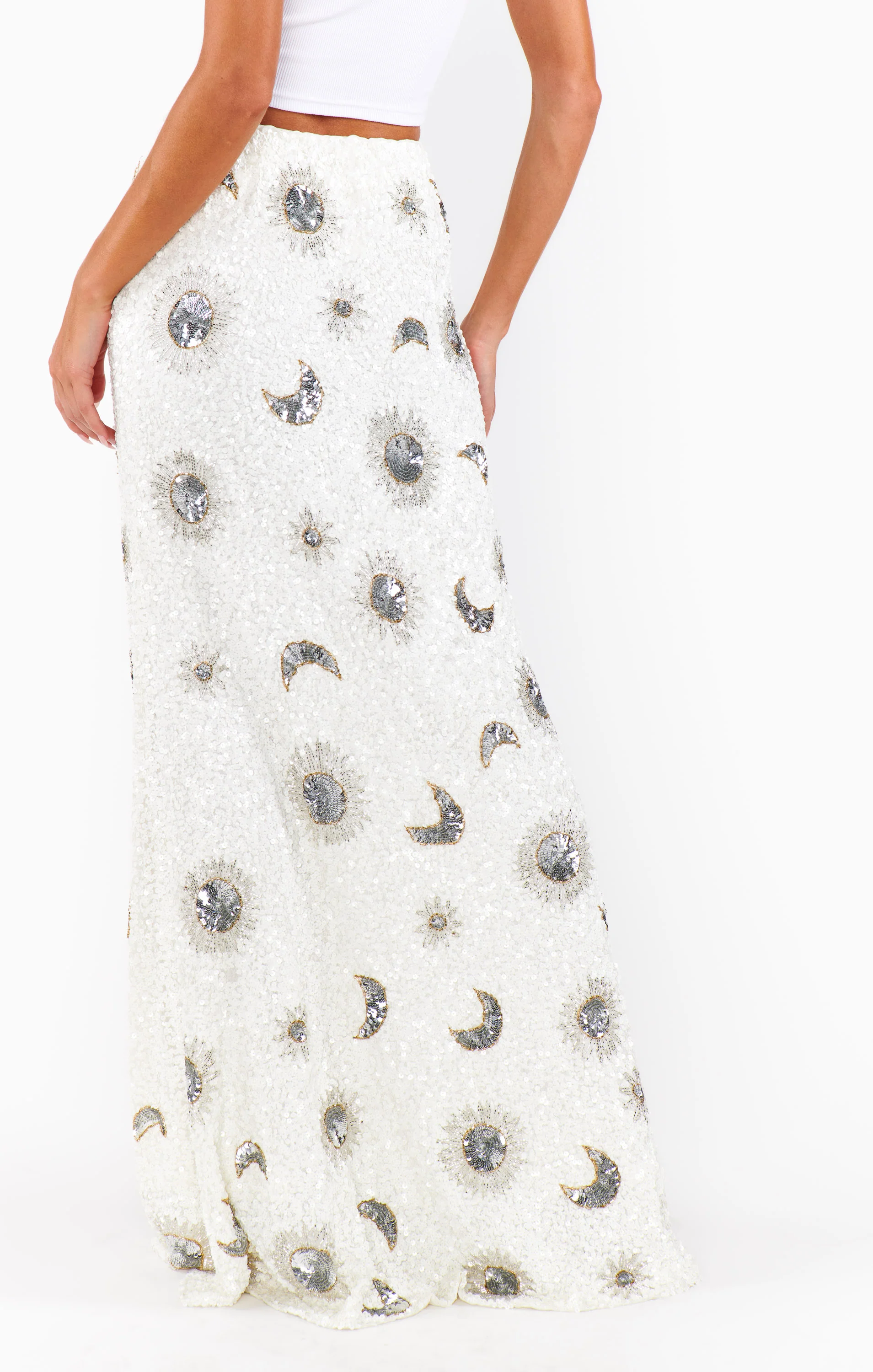 RSVP Skirt ~ White Celestial Sequins - Image 9