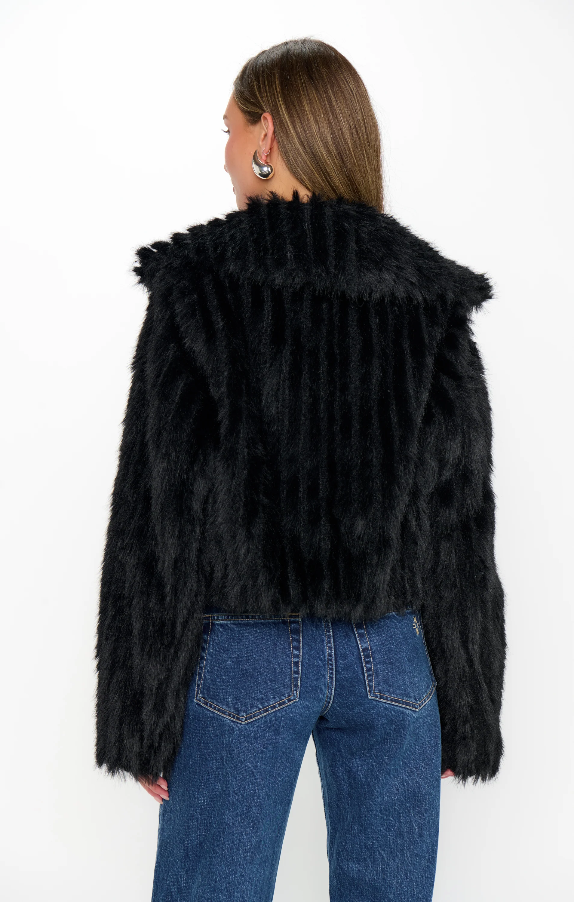 Salt Lake City Cropped Jacket ~ Black Faux Fur - Image 6