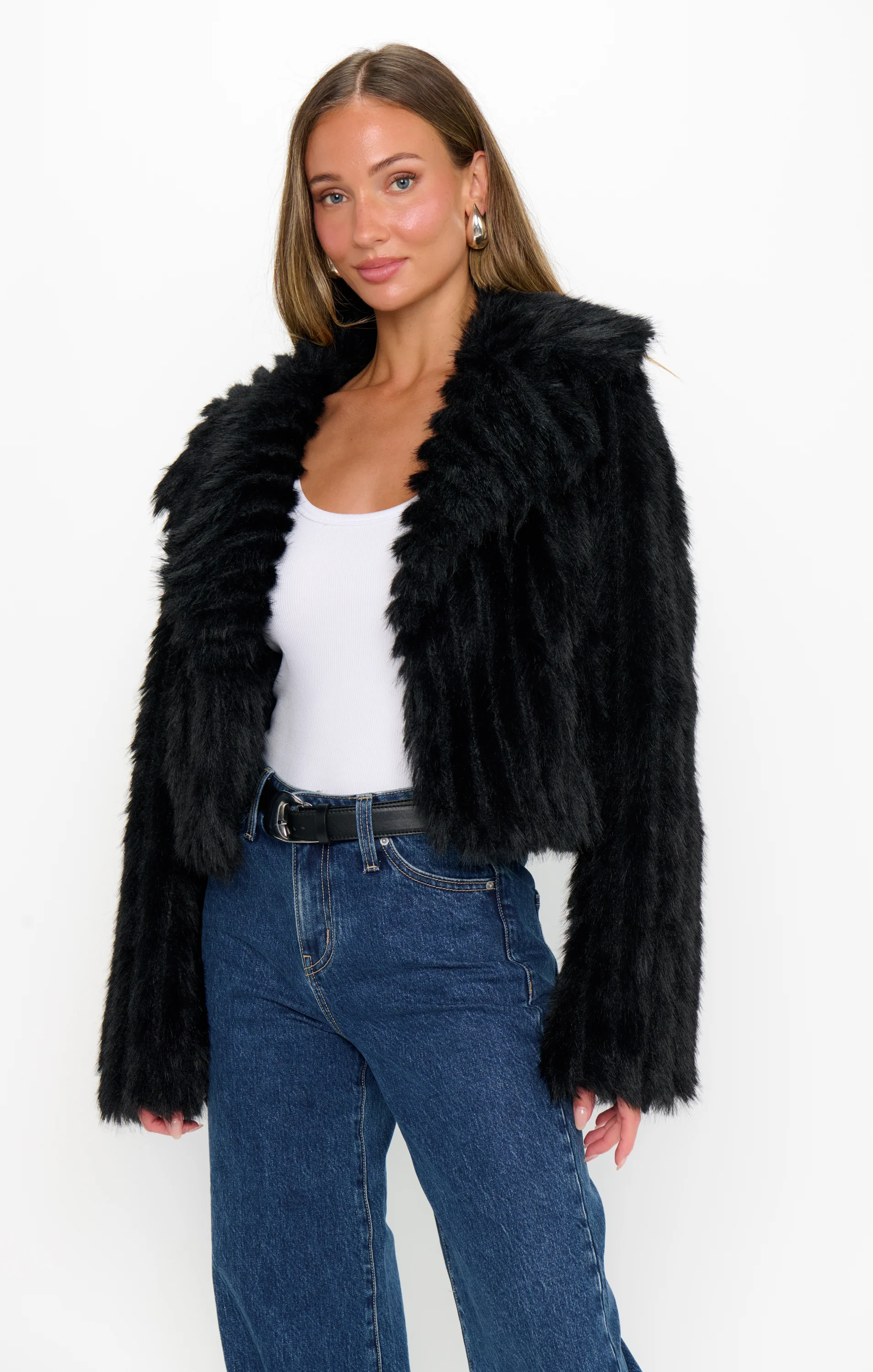 Salt Lake City Cropped Jacket ~ Black Faux Fur - Image 7