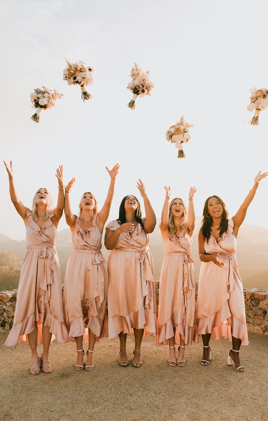 Samantha Ruffle Wrap Dress ~ Rose Gold Luxe Satin - Image 14