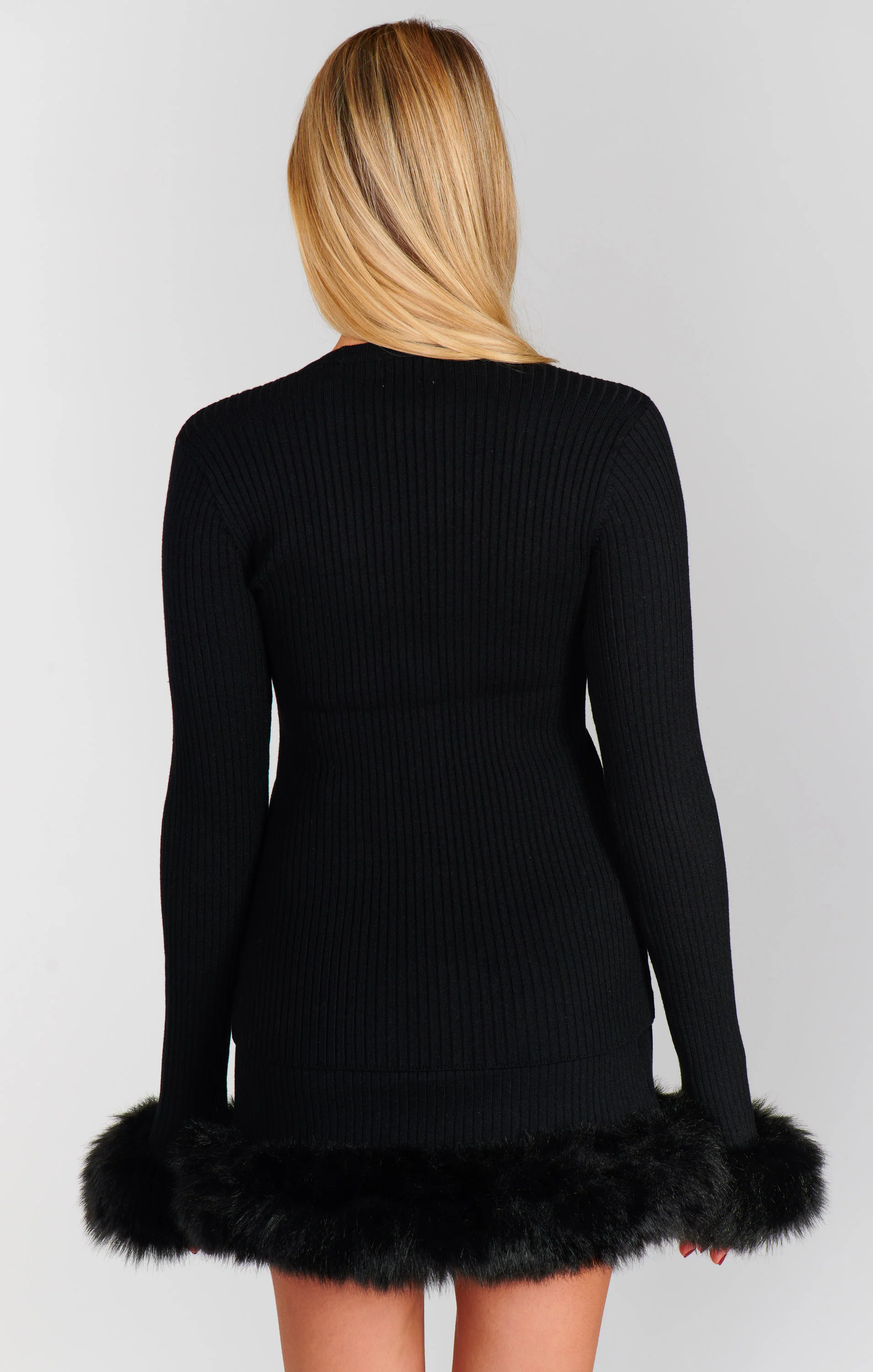 Sasha Top ~ Black Knit with Faux Fur - Image 6