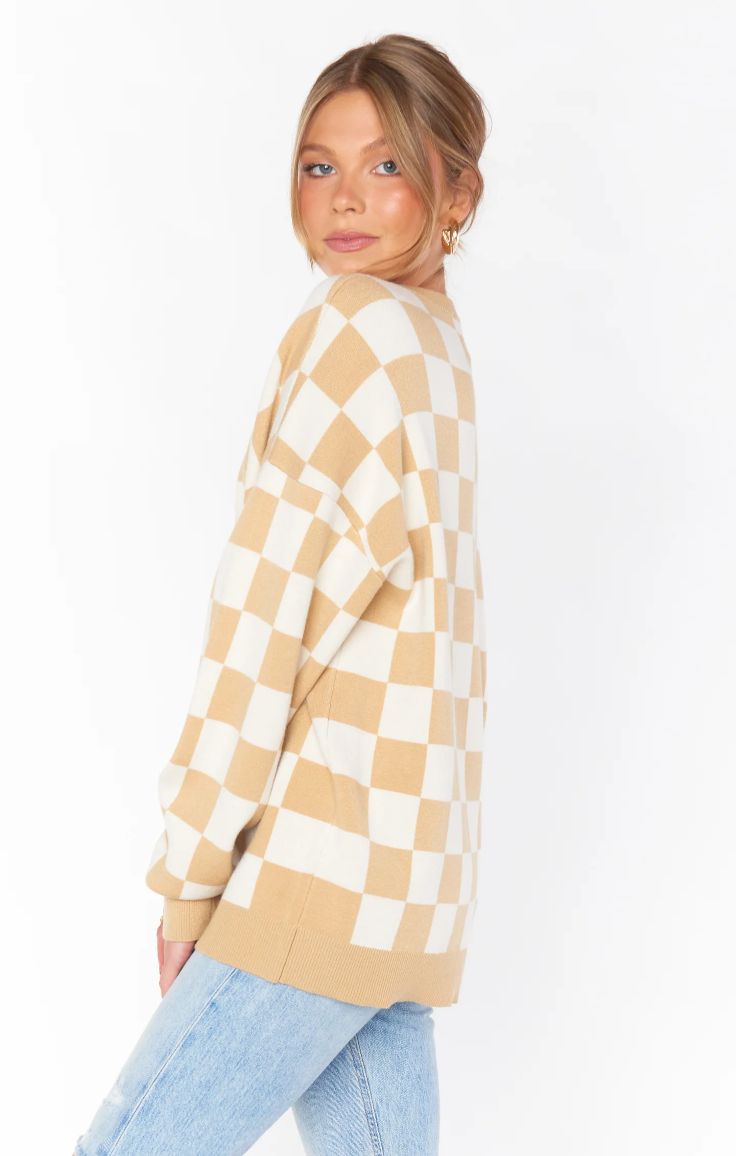 Scout Sweater ~ Tan Checker Knit - Image 5