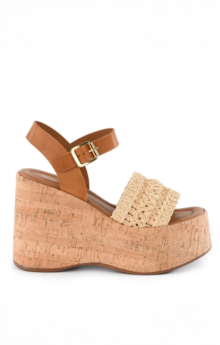 Seychelles Willow Heel ~ Natural Raffia/Tan Leather - Image 2