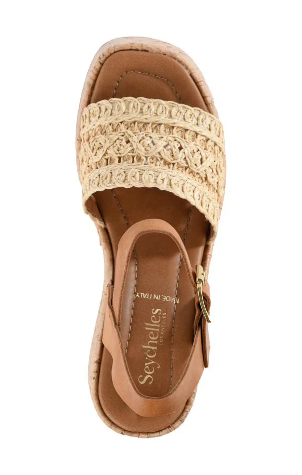 Seychelles Willow Heel ~ Natural Raffia/Tan Leather - Image 4