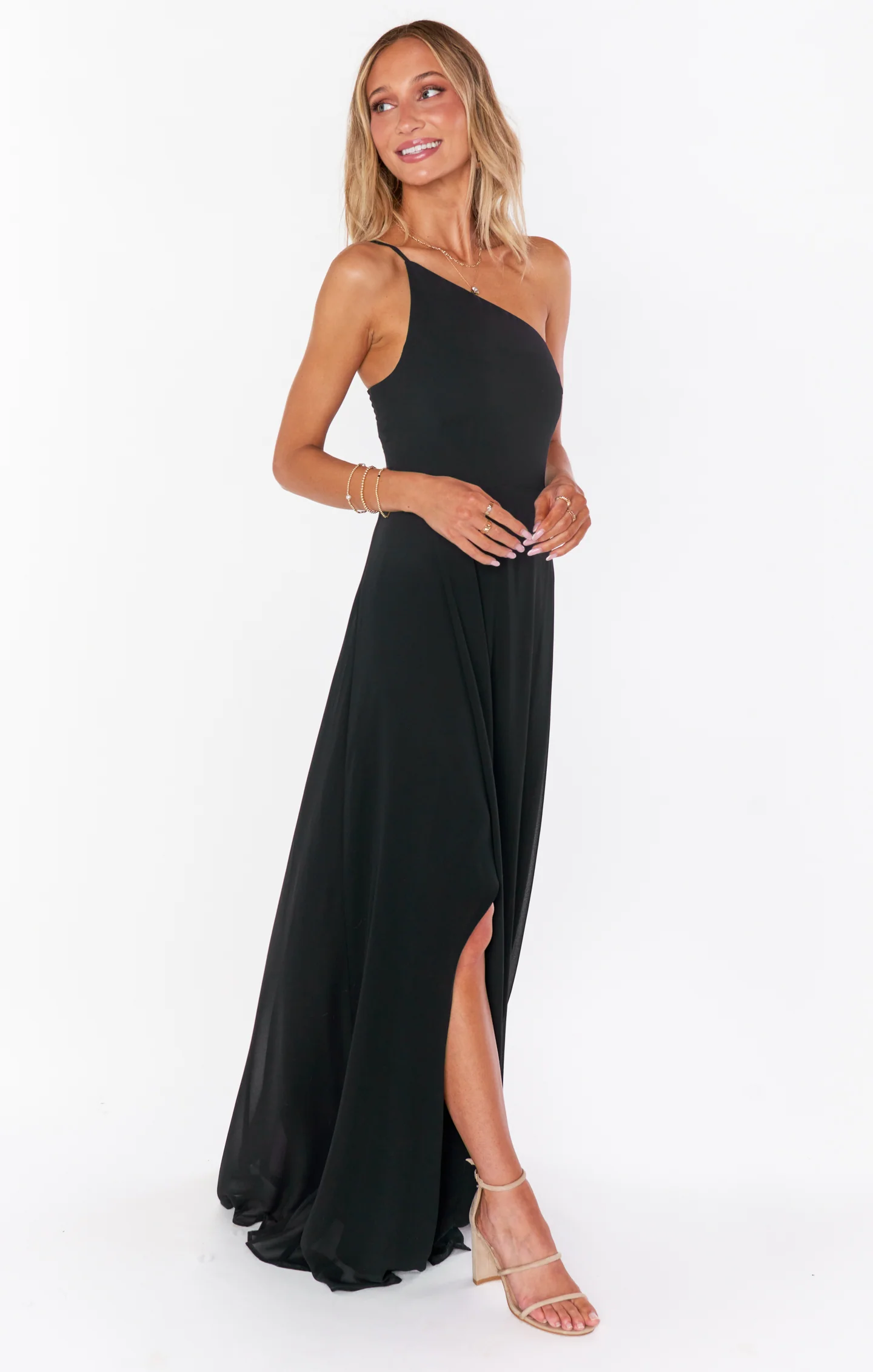 Shannon One Shoulder Dress ~ Black Chiffon - Image 3