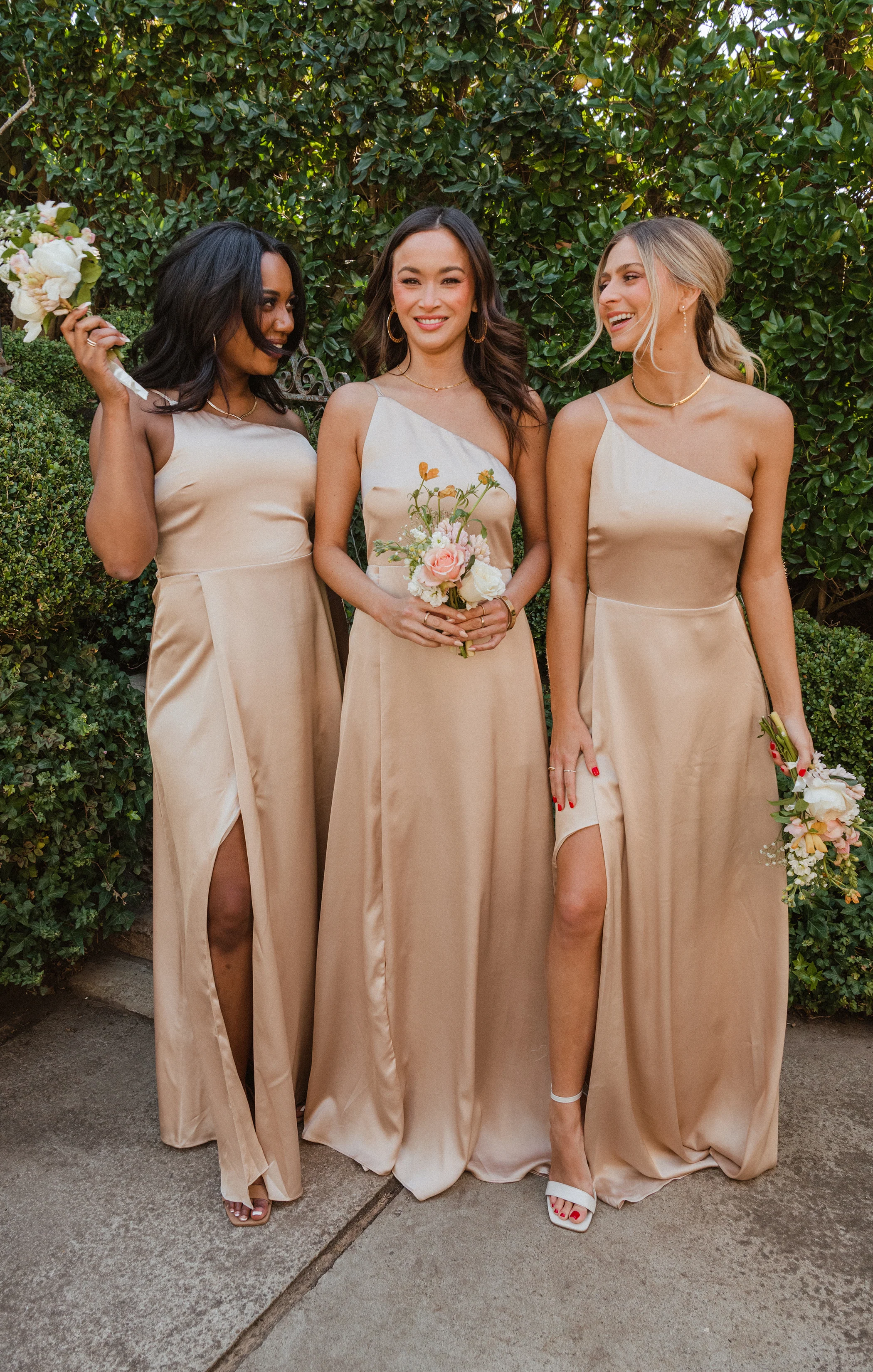 Shannon One Shoulder Dress ~ Champagne Luxe Satin - Image 2