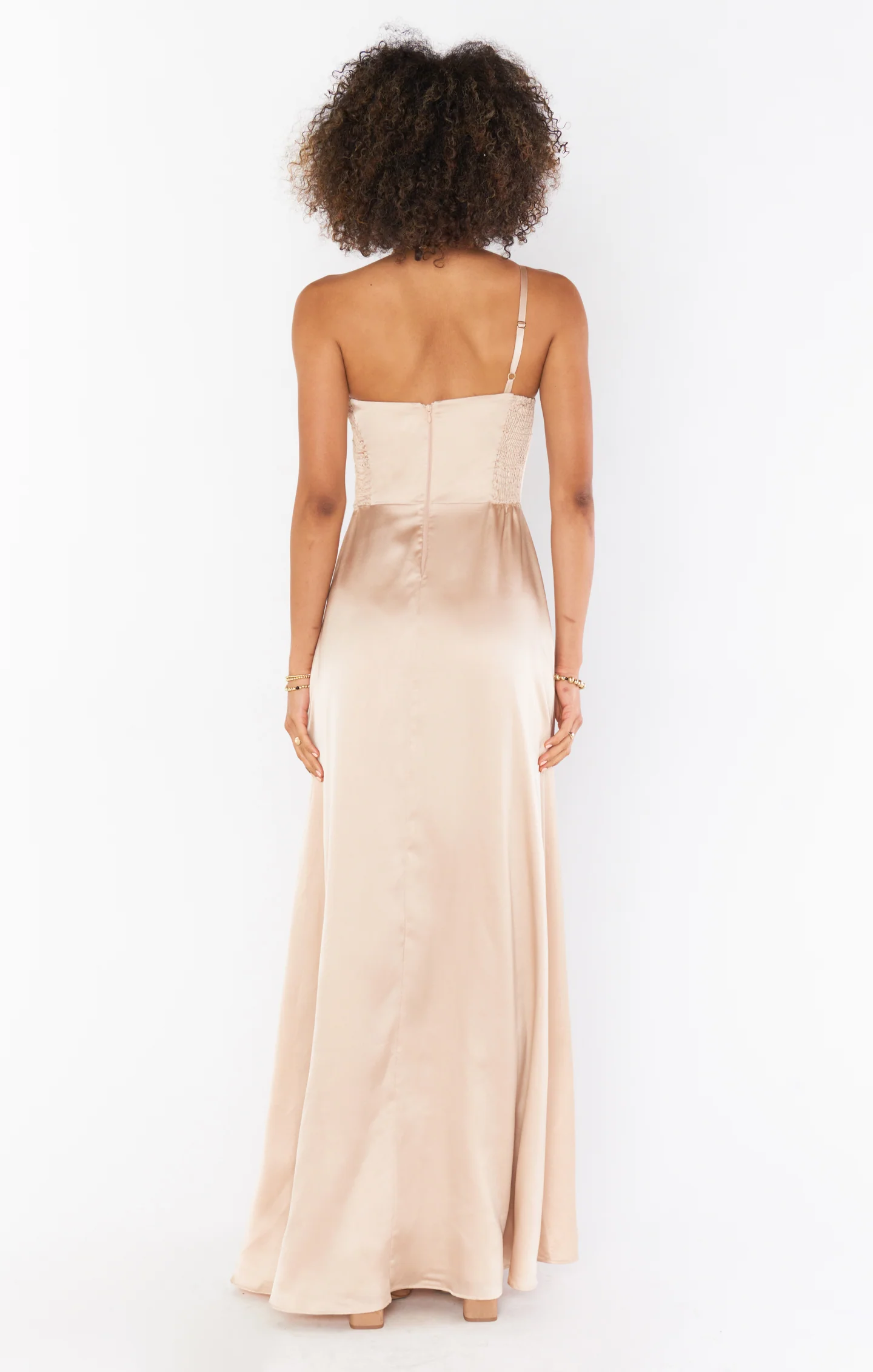 Shannon One Shoulder Dress ~ Champagne Luxe Satin - Image 5