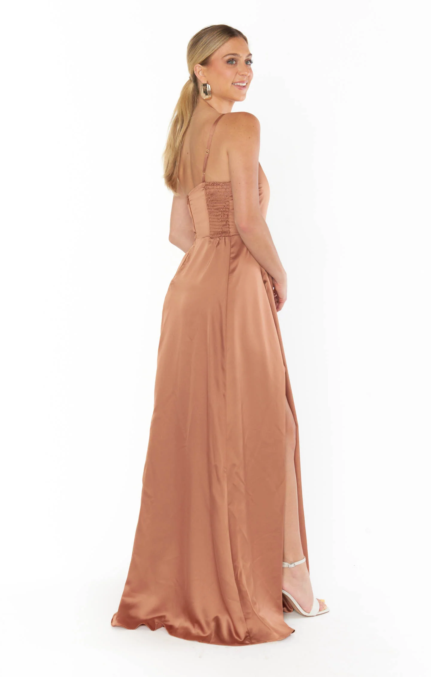 Shannon One Shoulder Dress ~ Copper Luxe Satin - Image 4