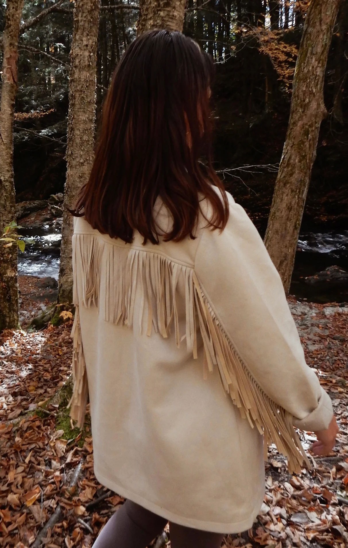 Sierra Fringe Jacket ~ Cream Faux Suede - Image 11