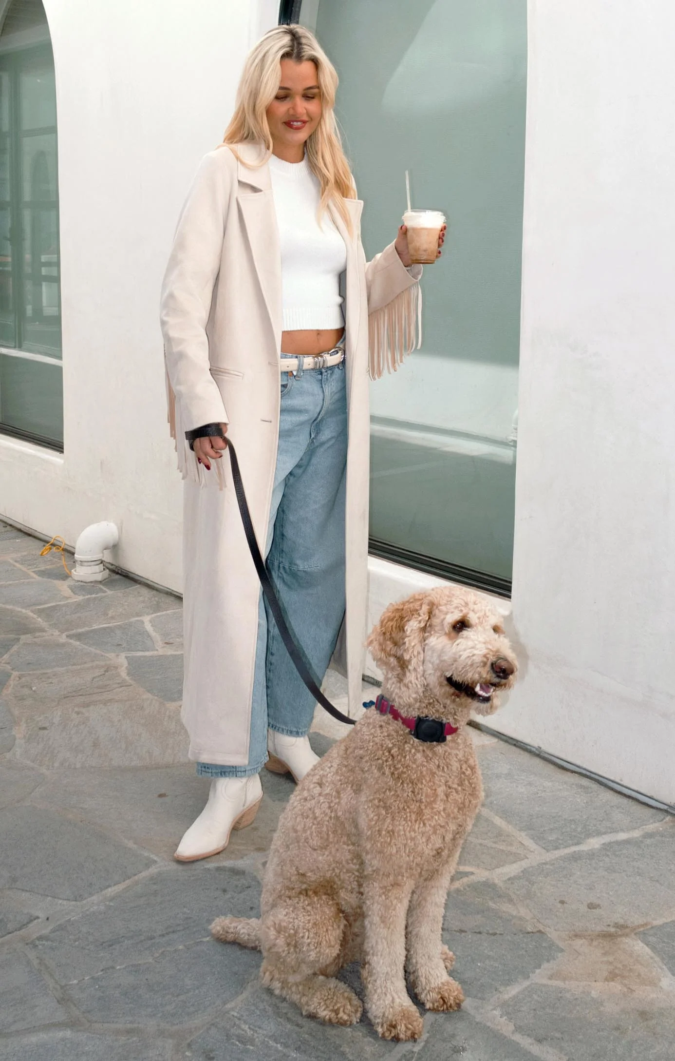 Sierra Fringe Maxi Jacket ~ Cream Faux Suede - Image 3