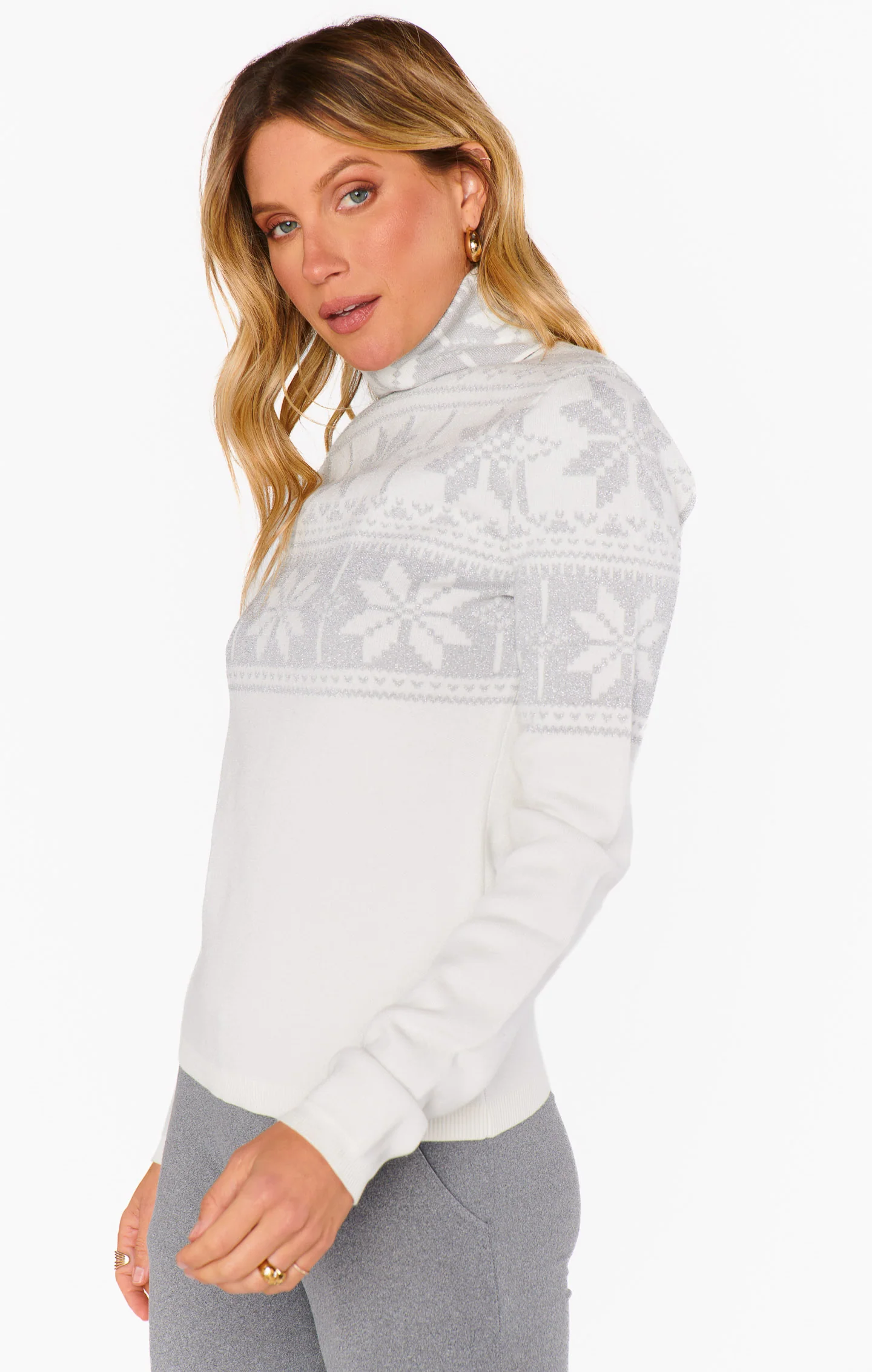 Ski Pullover ~ Silver Fair Isle Knit - Image 3