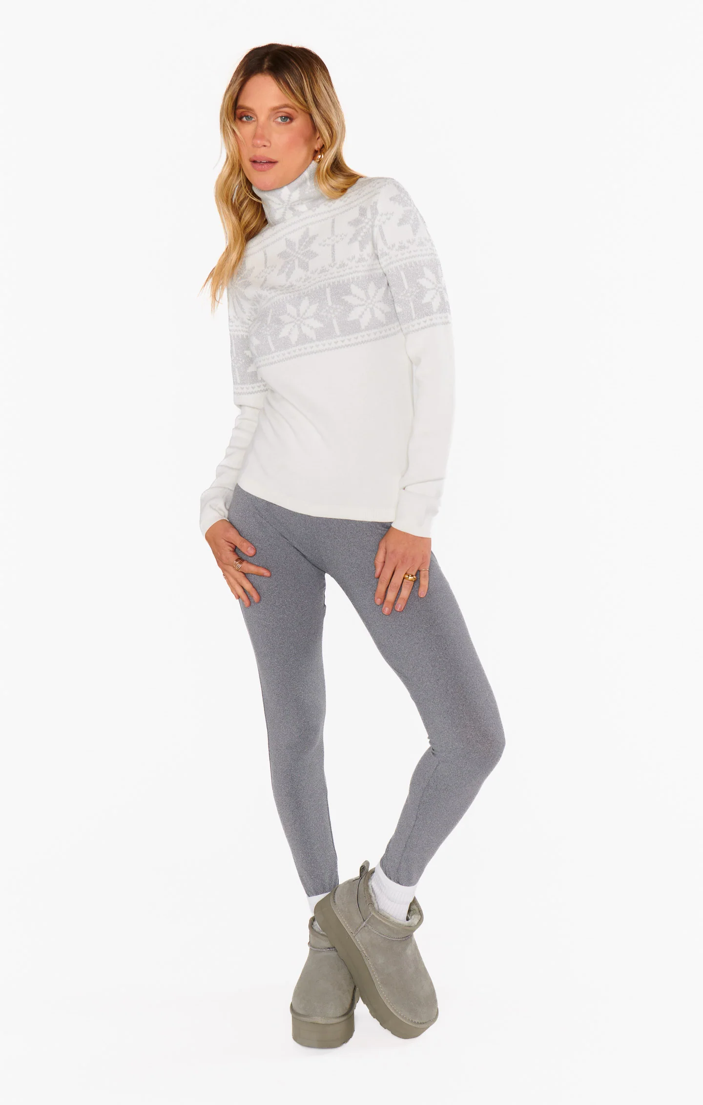 Ski Pullover ~ Silver Fair Isle Knit - Image 4