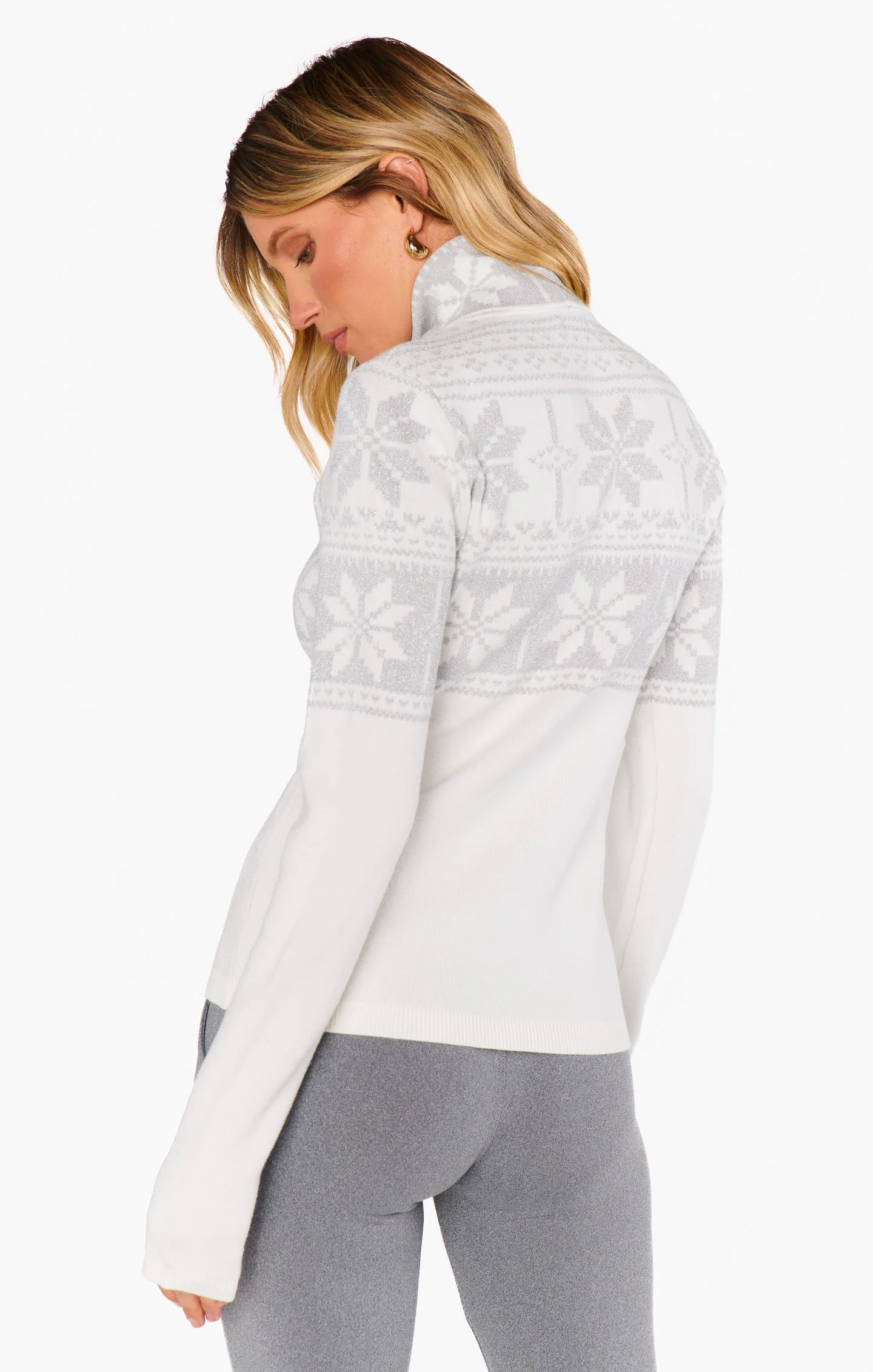 Ski Pullover ~ Silver Fair Isle Knit - Image 5