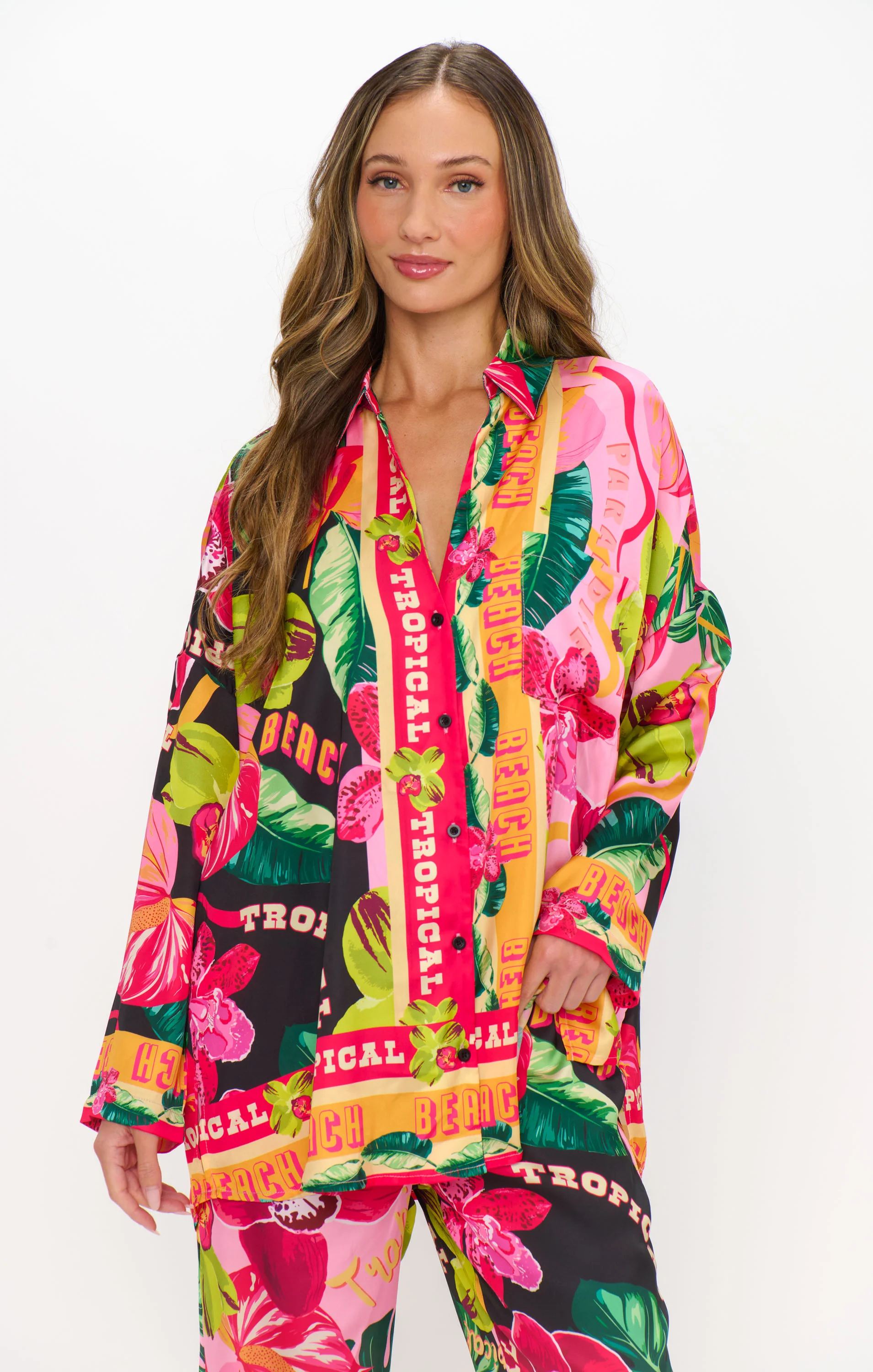 Sleep In PJ Set ~ Hot Tropic Nights Silky - Image 2