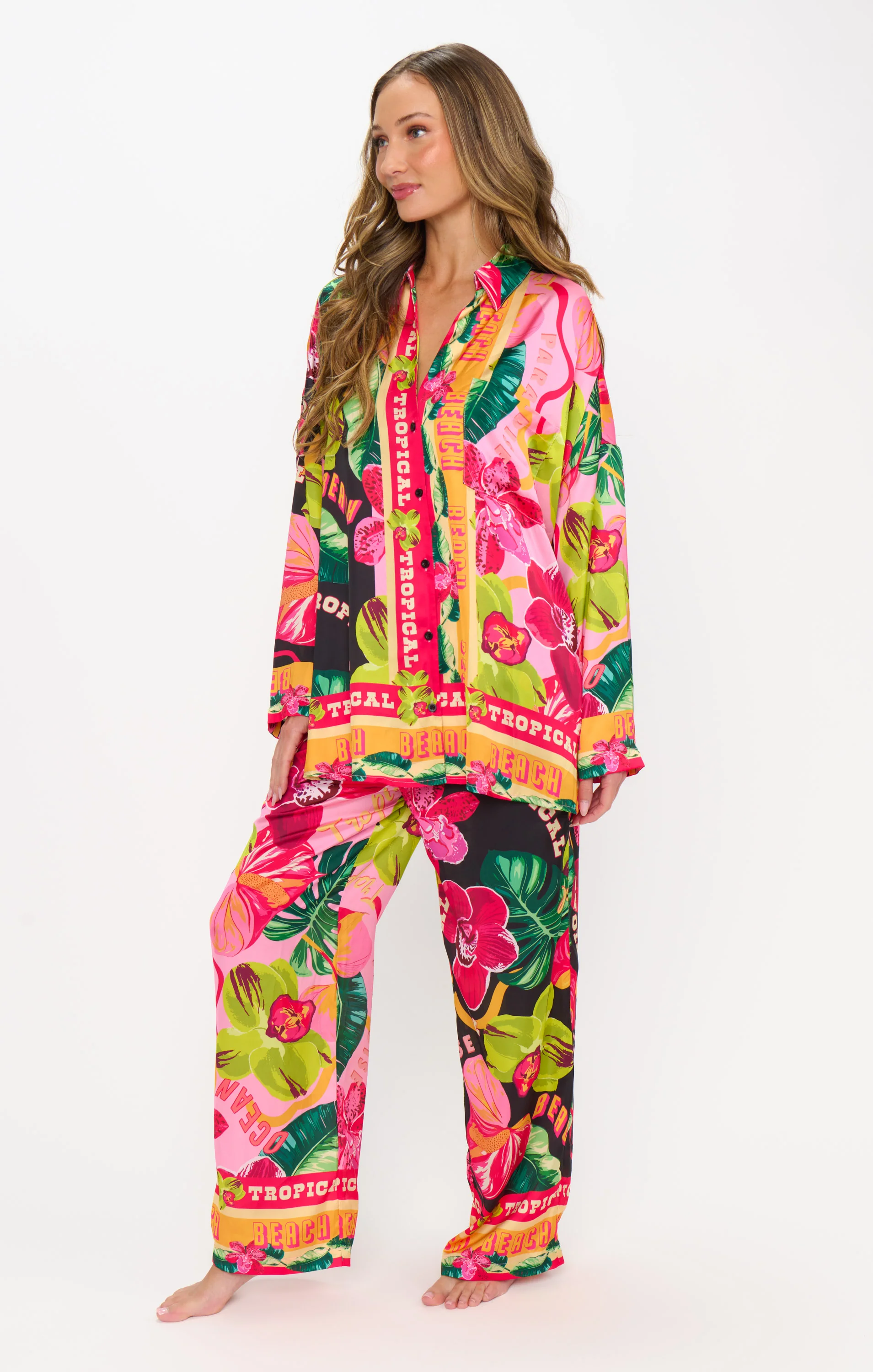 Sleep In PJ Set ~ Hot Tropic Nights Silky - Image 3