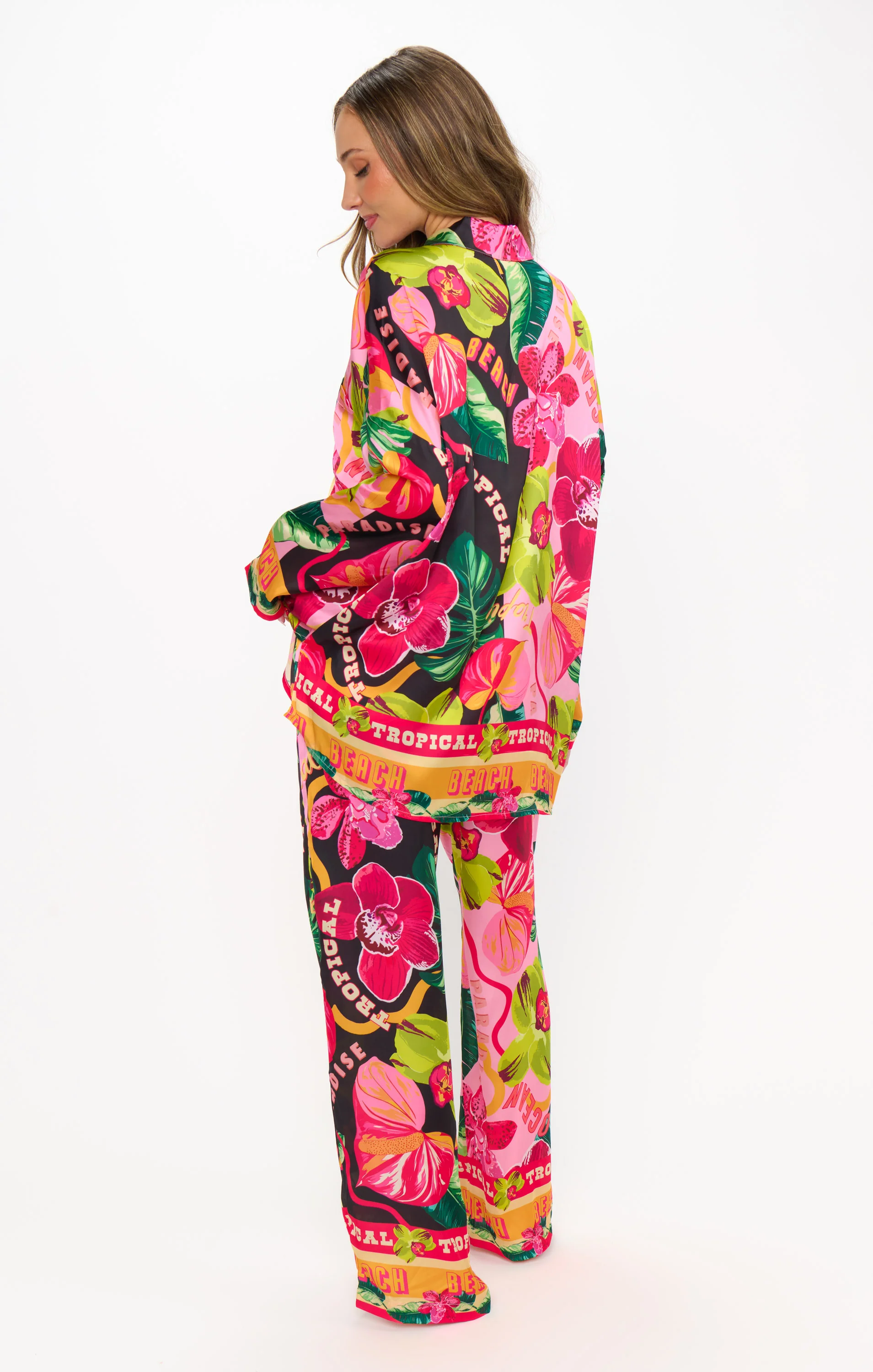 Sleep In PJ Set ~ Hot Tropic Nights Silky - Image 4
