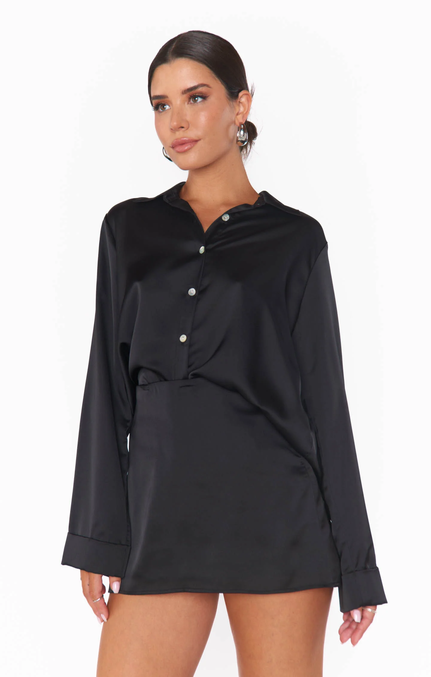 Smith Button Down ~ Black Luxe Satin - Image 5
