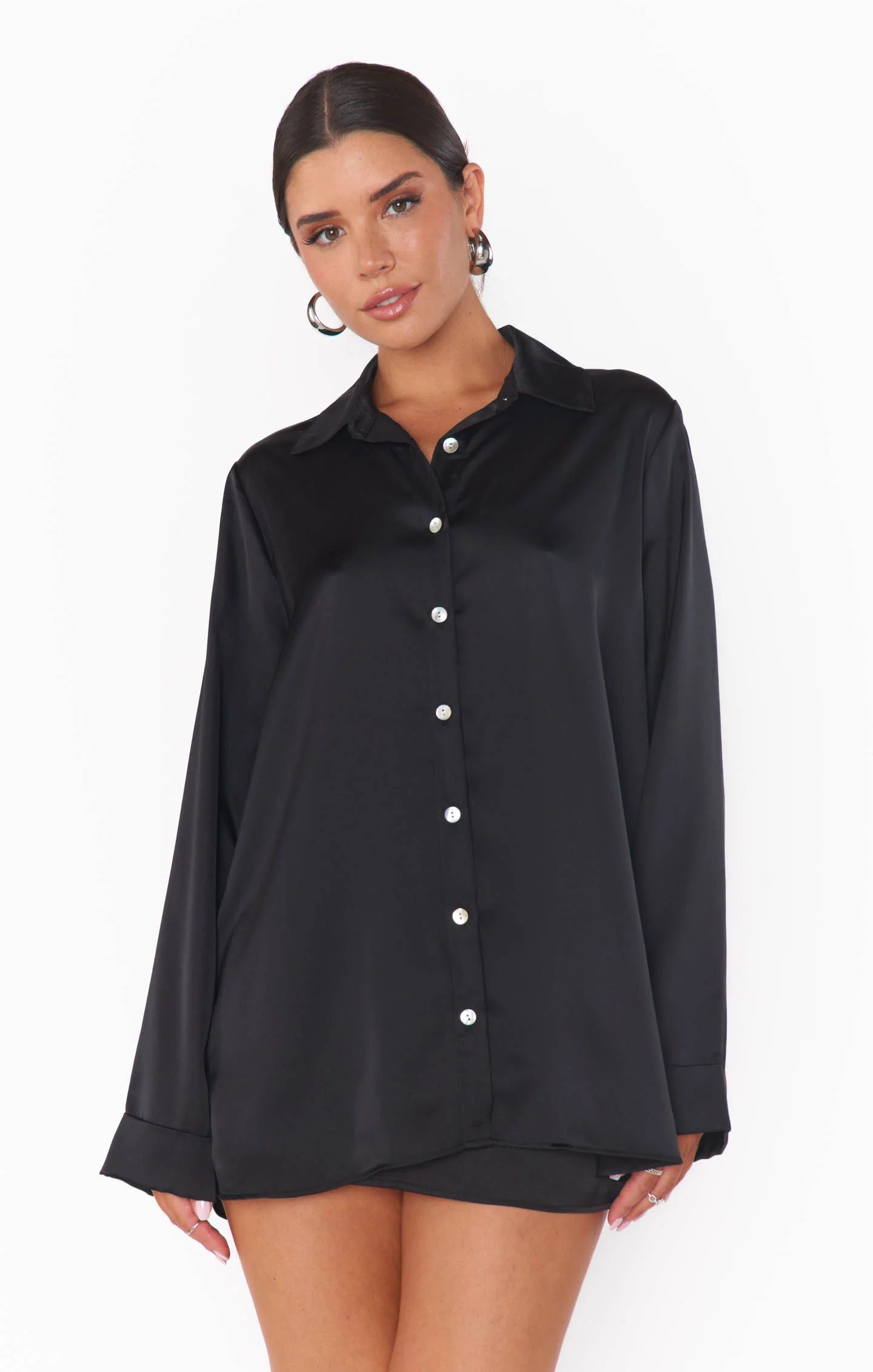 Smith Button Down ~ Black Luxe Satin - Image 6