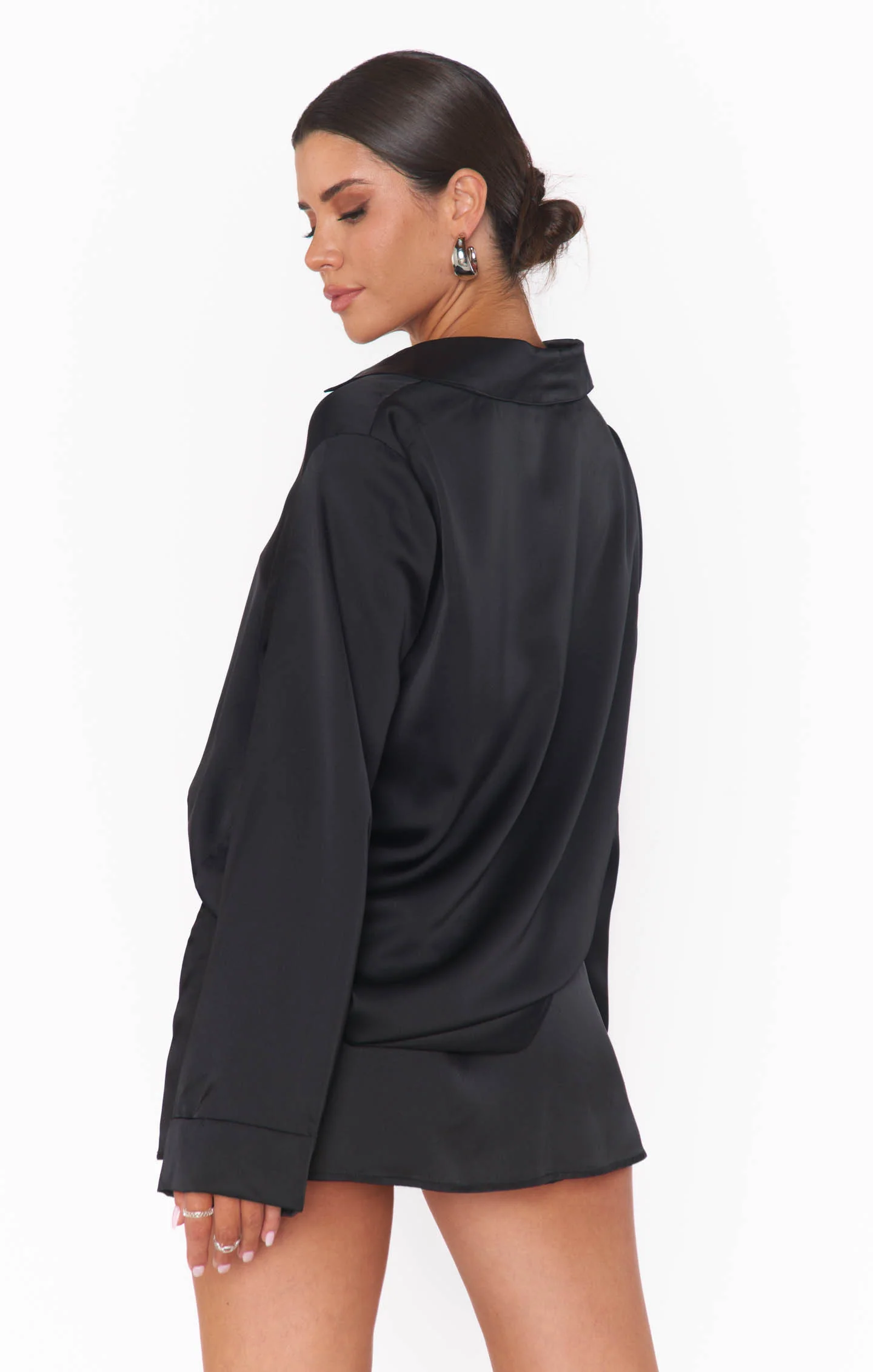 Smith Button Down ~ Black Luxe Satin - Image 8