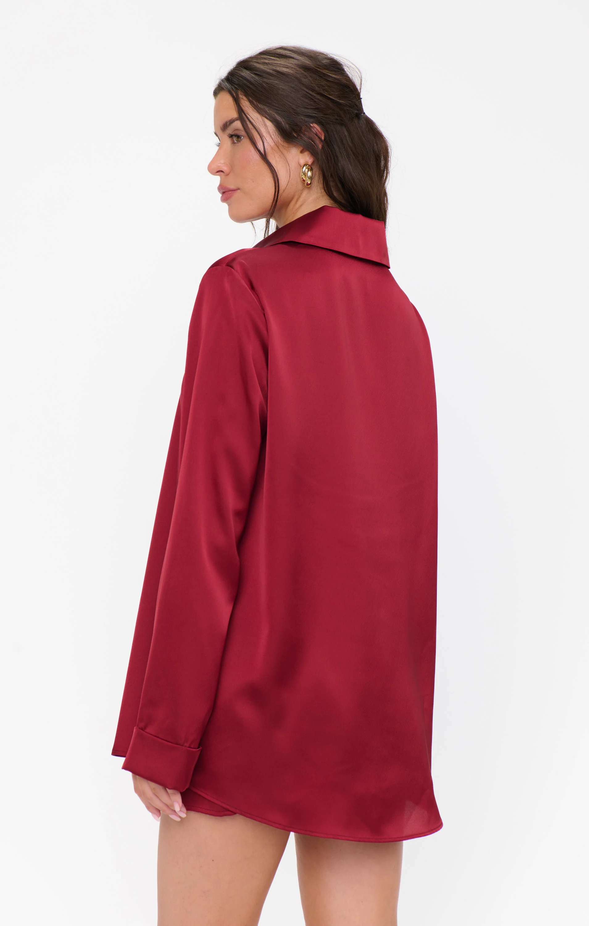 Smith Button Down ~ Cranberry Luxe Satin - Image 5