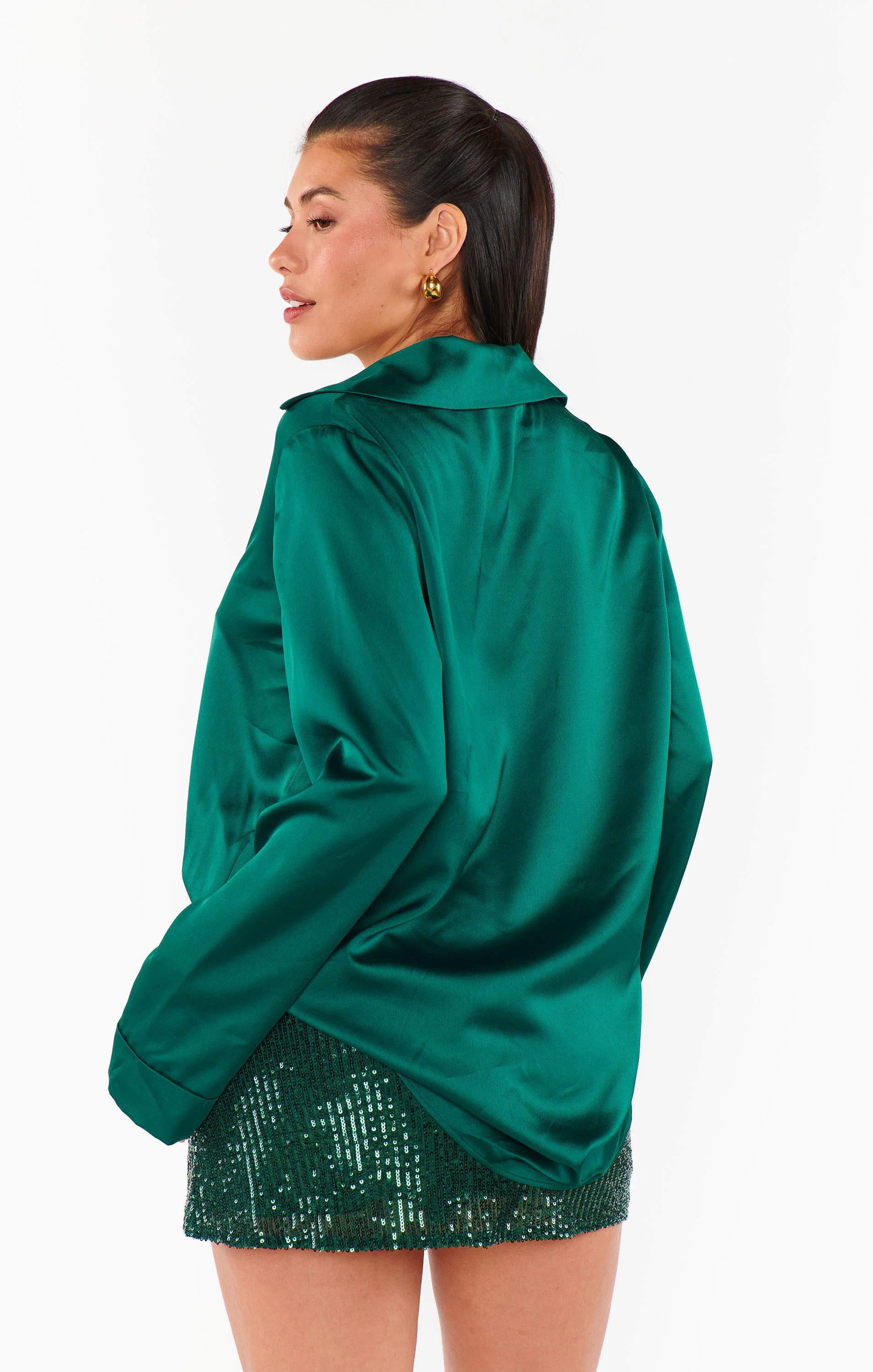 Smith Button Down ~ Emerald Luxe Satin - Image 8