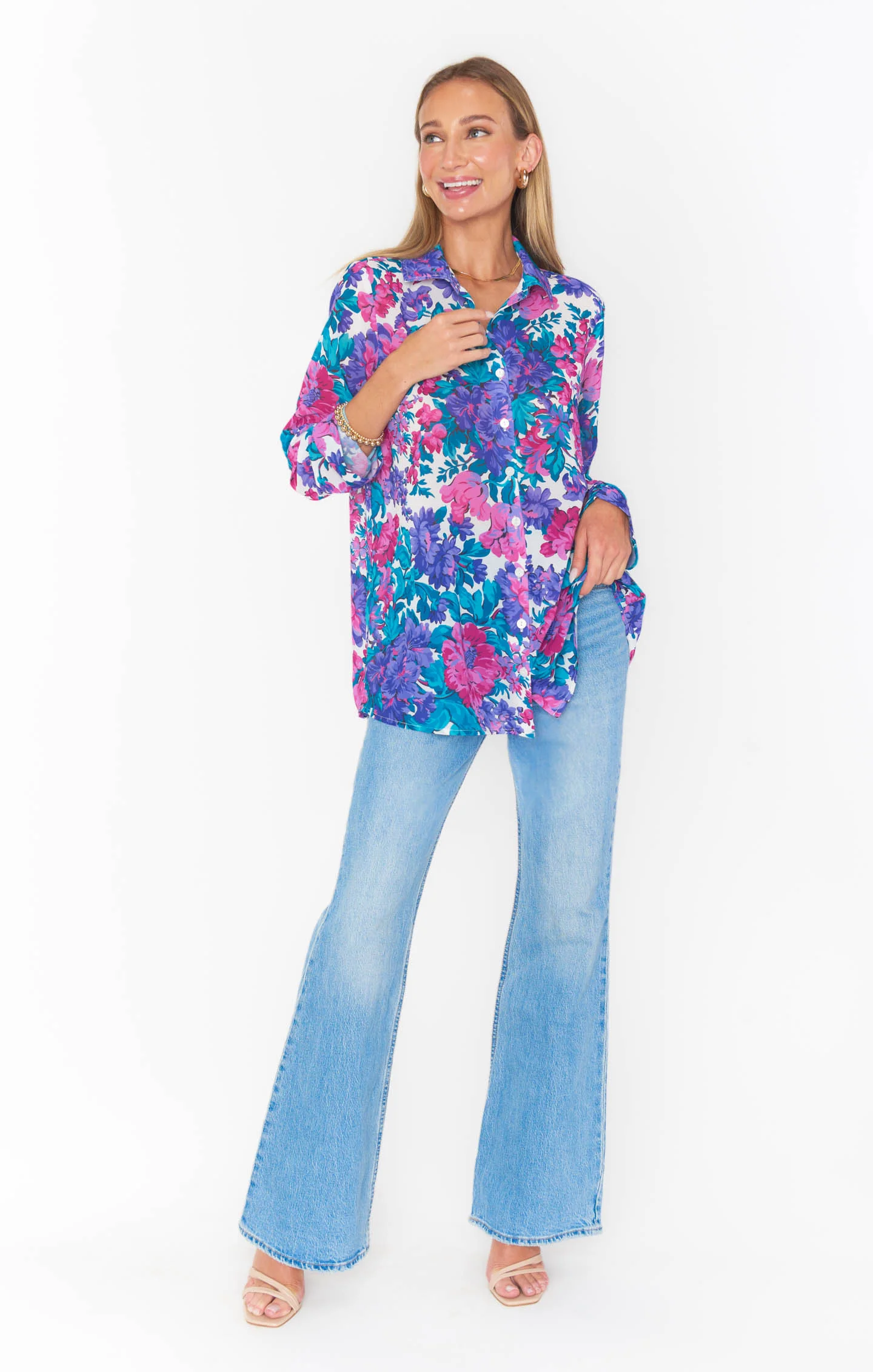 Smith Button Down ~ Magenta Blooms - Image 4