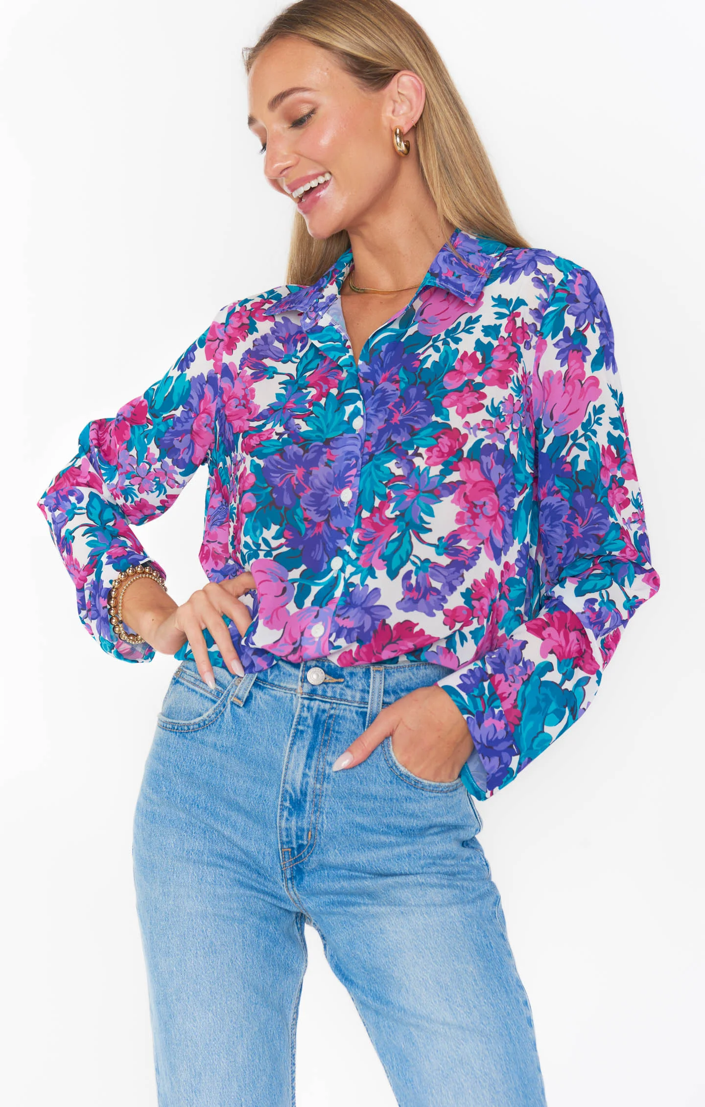 Smith Button Down ~ Magenta Blooms - Image 6