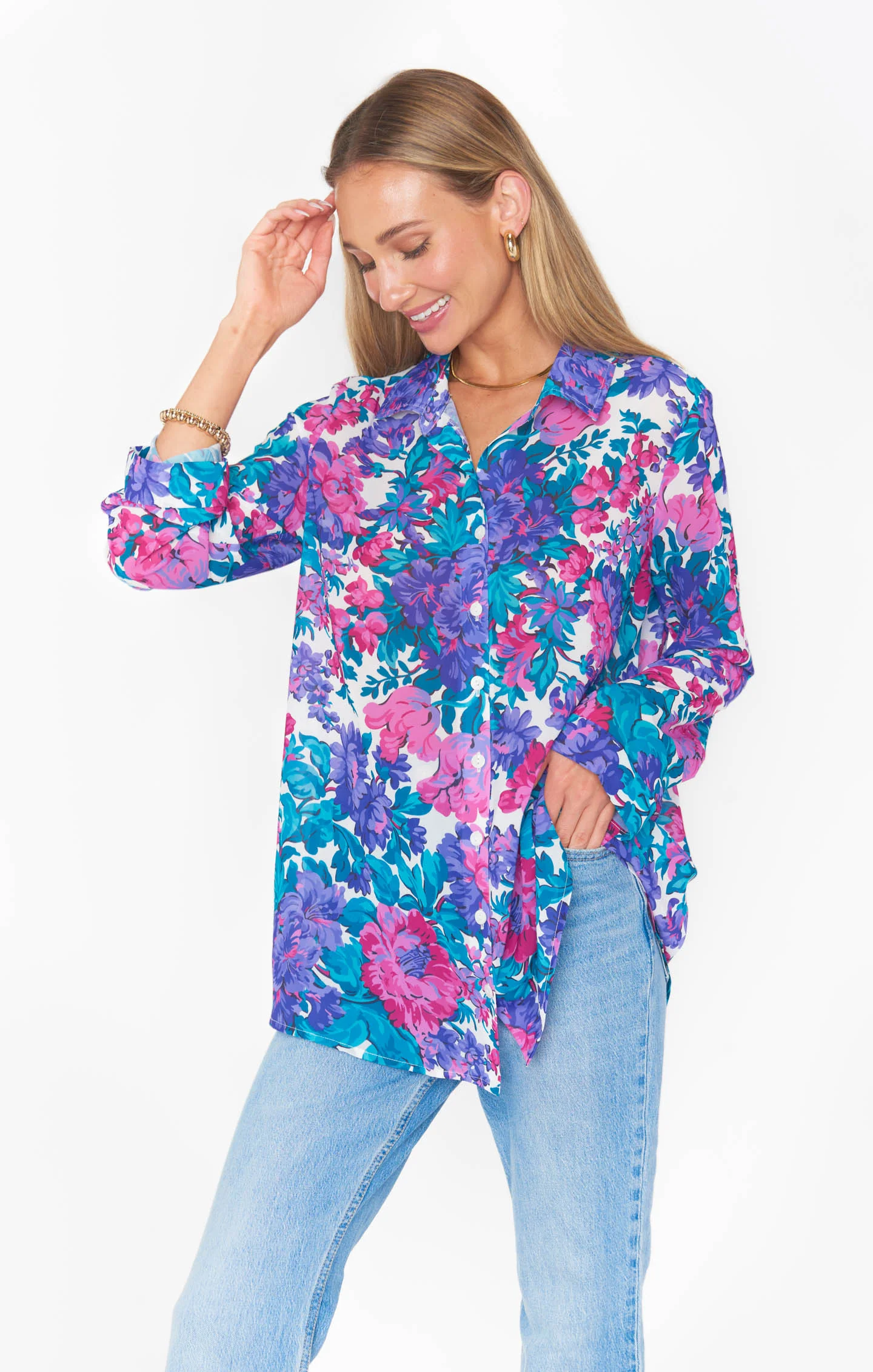 Smith Button Down ~ Magenta Blooms - Image 9