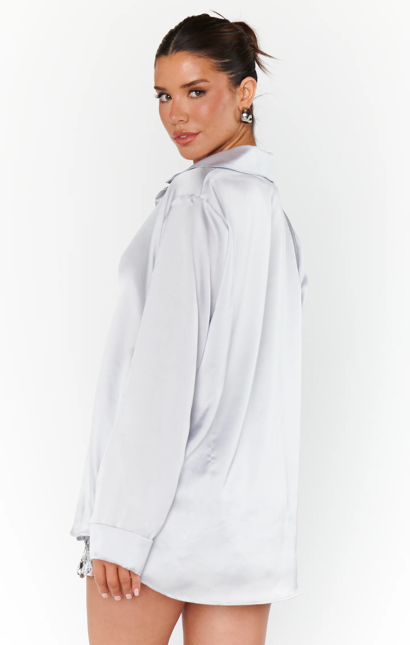 Smith Button Down ~ Silver Luxe Satin - Image 10