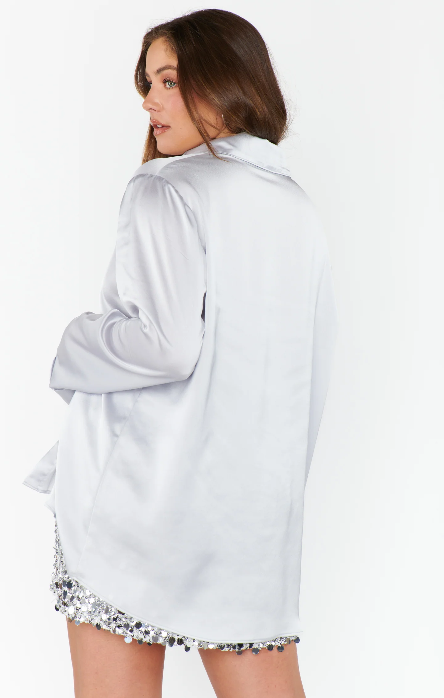 Smith Button Down ~ Silver Luxe Satin - Image 9