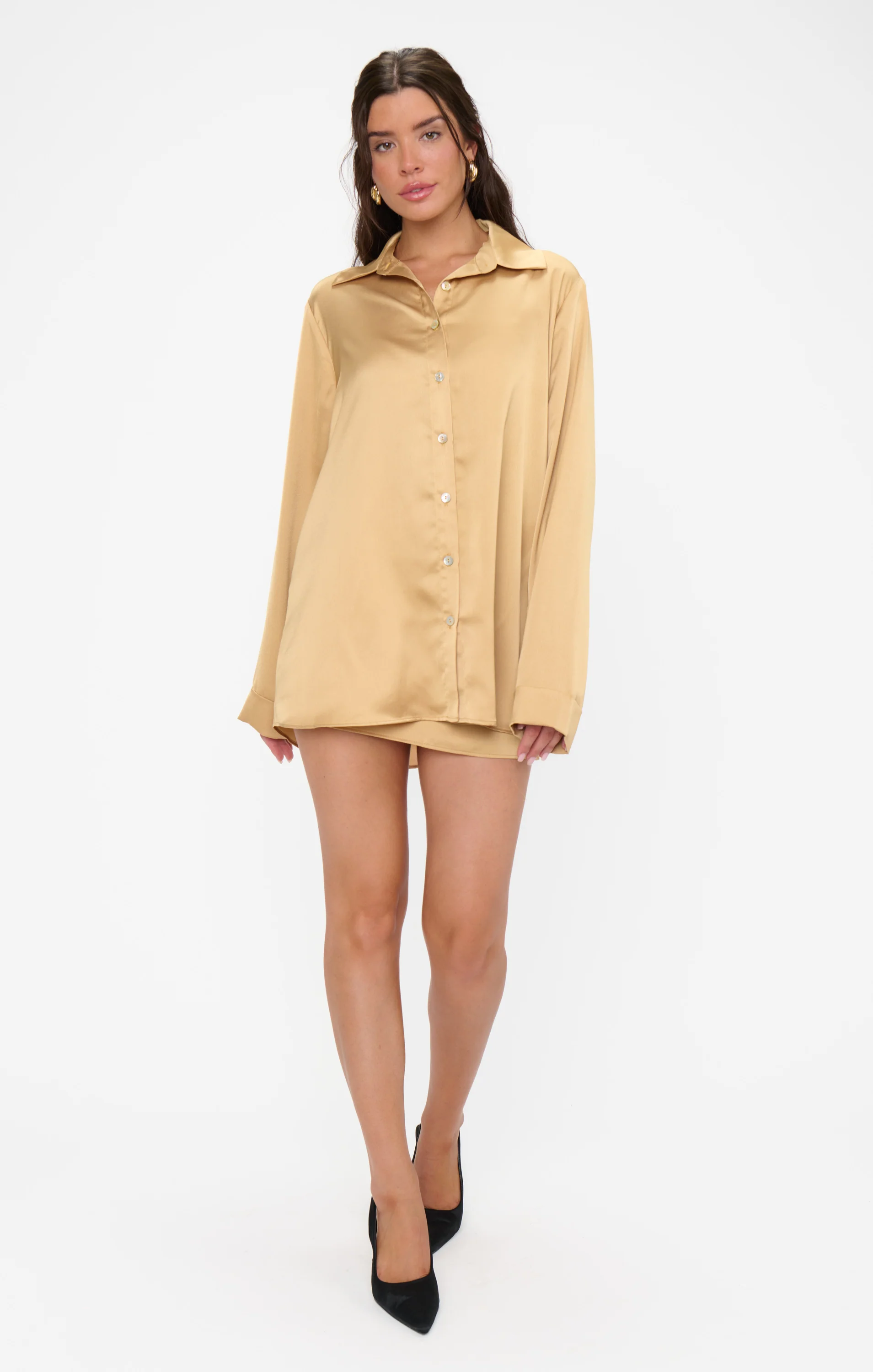 Smith Button Down ~ True Gold Luxe Satin - Image 5