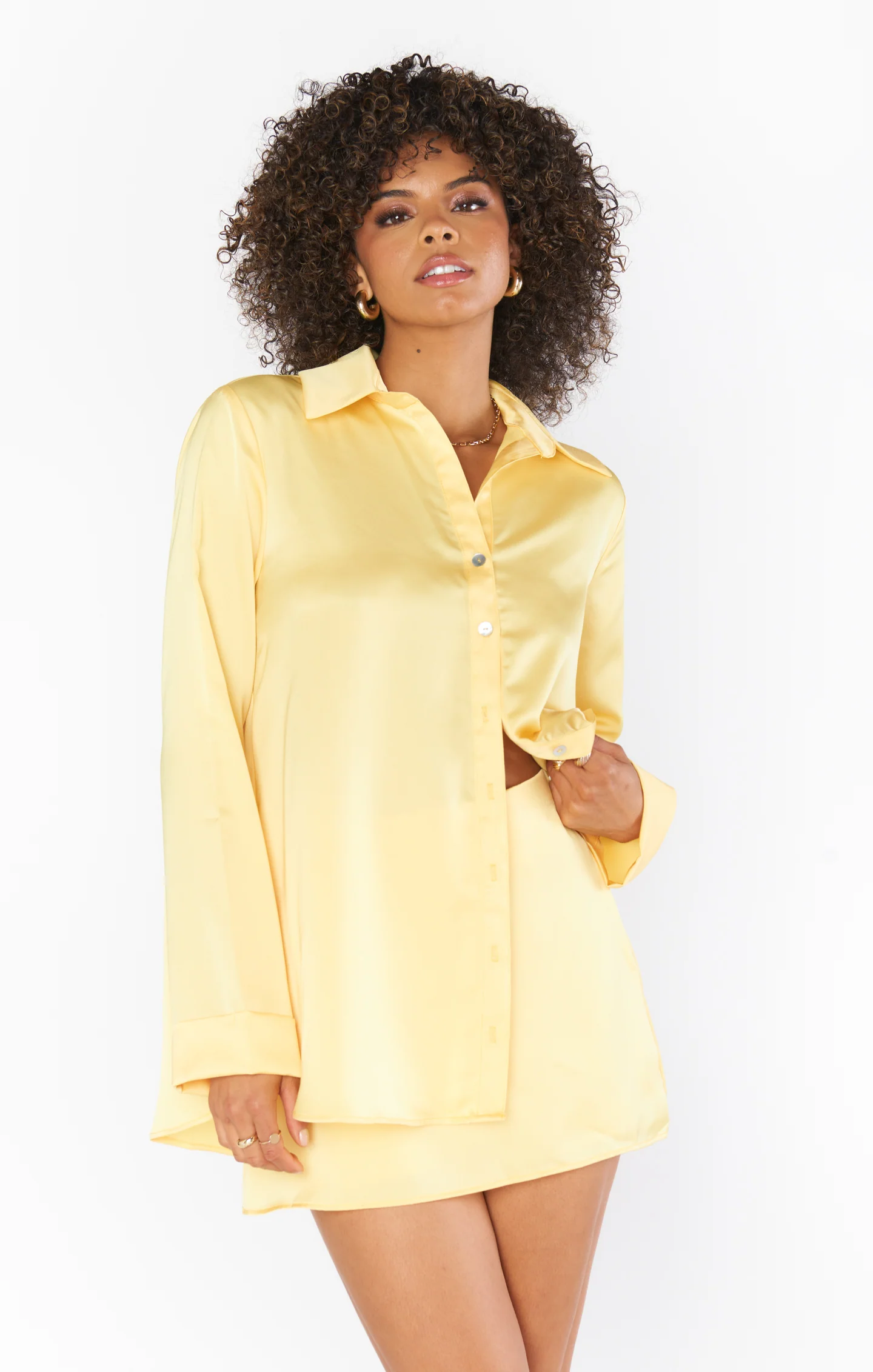 Smith Button Down ~ Yellow Luxe Satin - Image 8