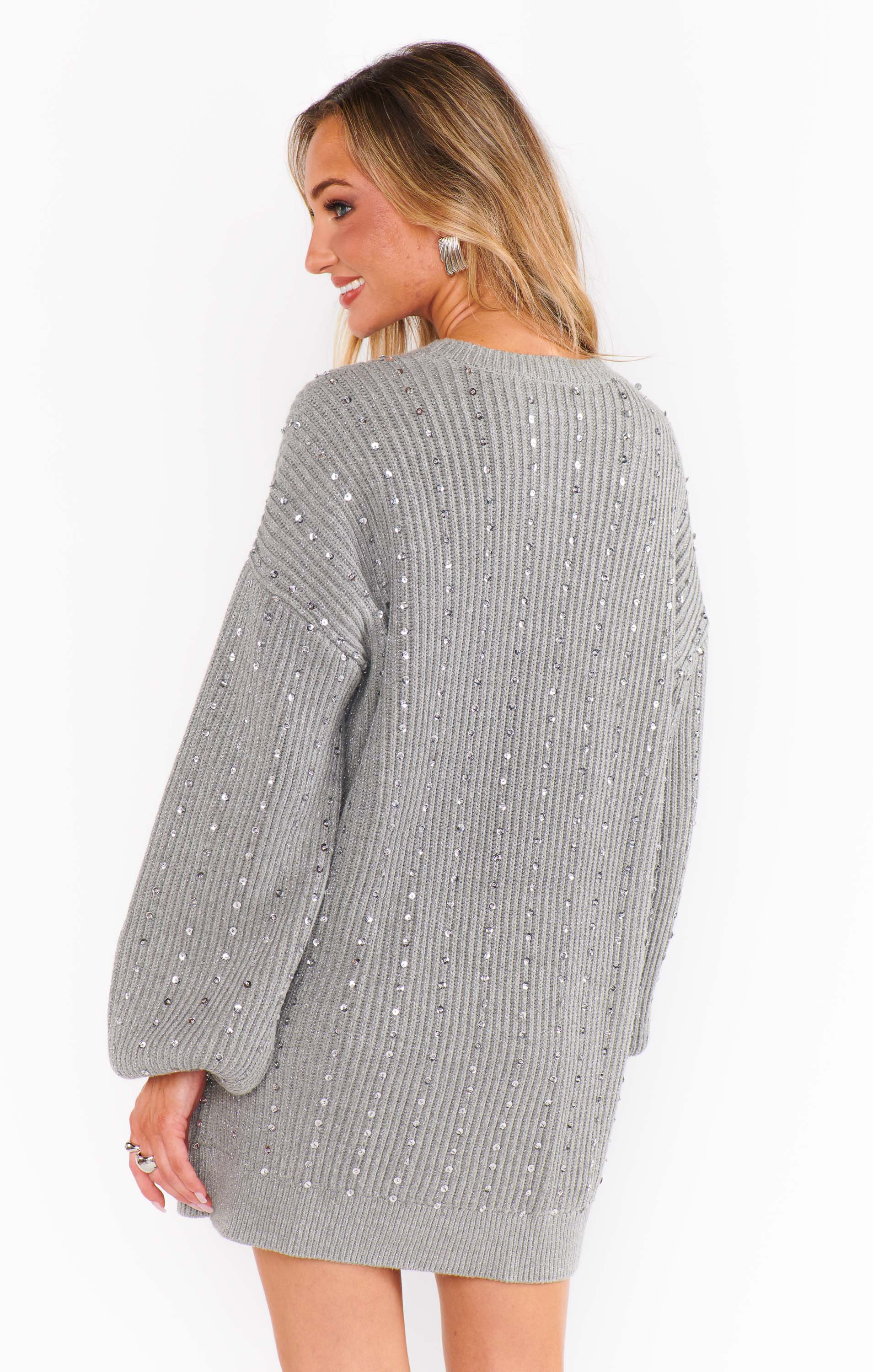 Social Sweater Dress ~ Silver Sequins Knit - Image 7