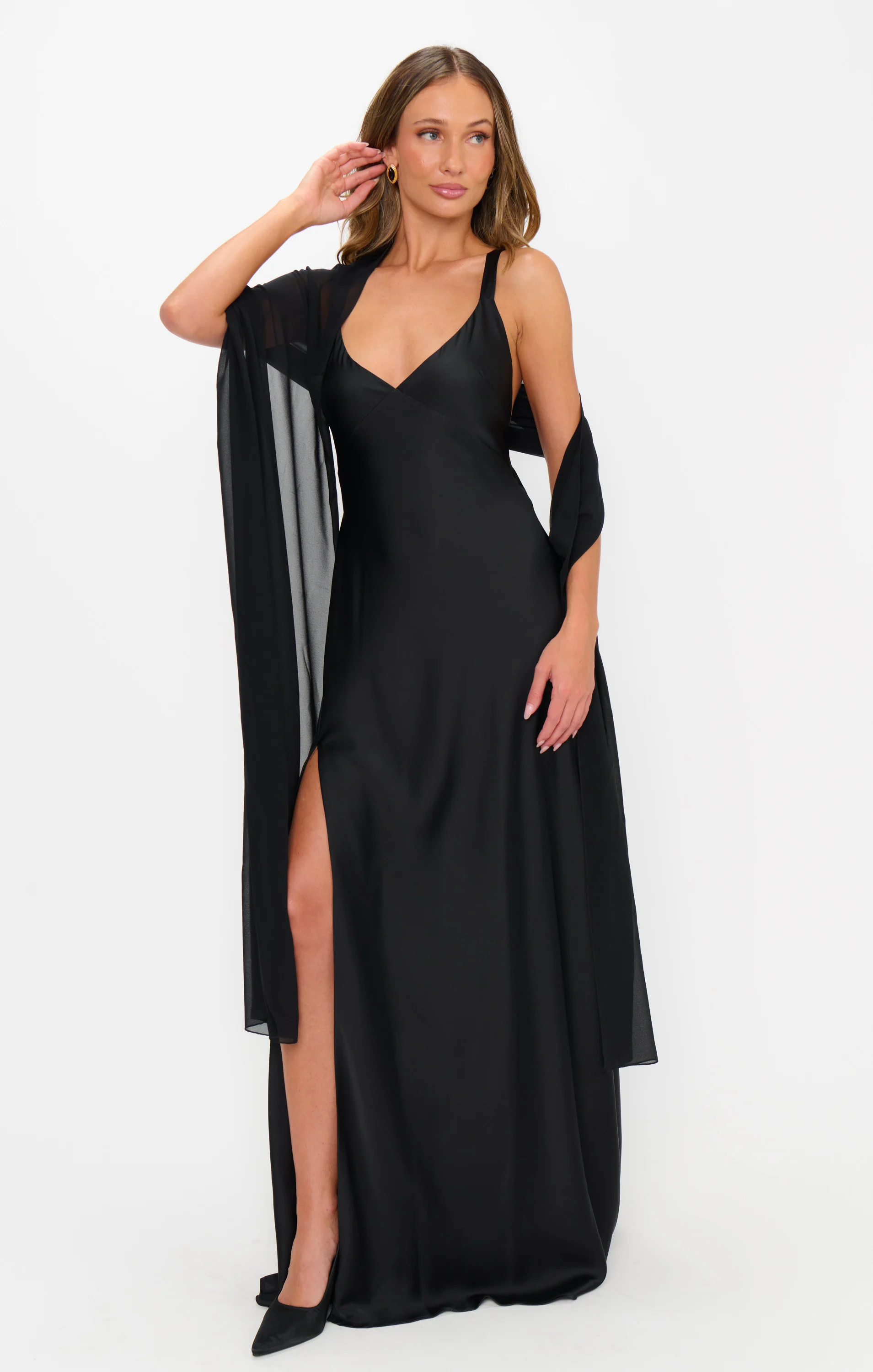 Soiree Shawl ~ Black Chiffon - Image 4