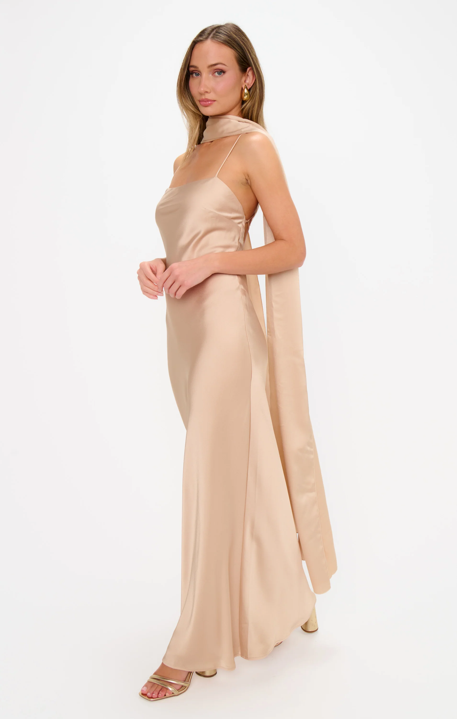 Soiree Shawl ~ Champagne Luxe Satin - Image 2