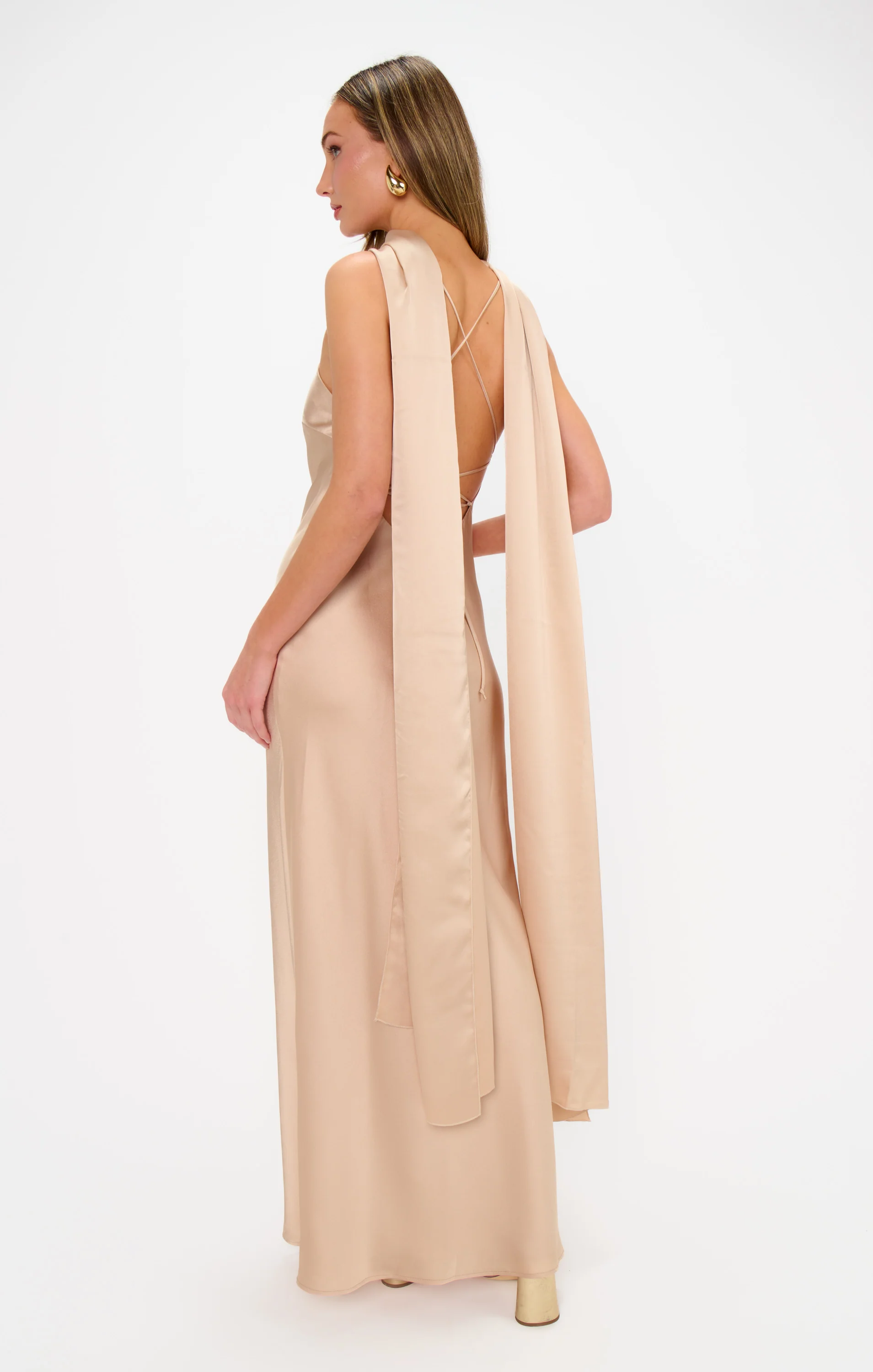 Soiree Shawl ~ Champagne Luxe Satin - Image 3