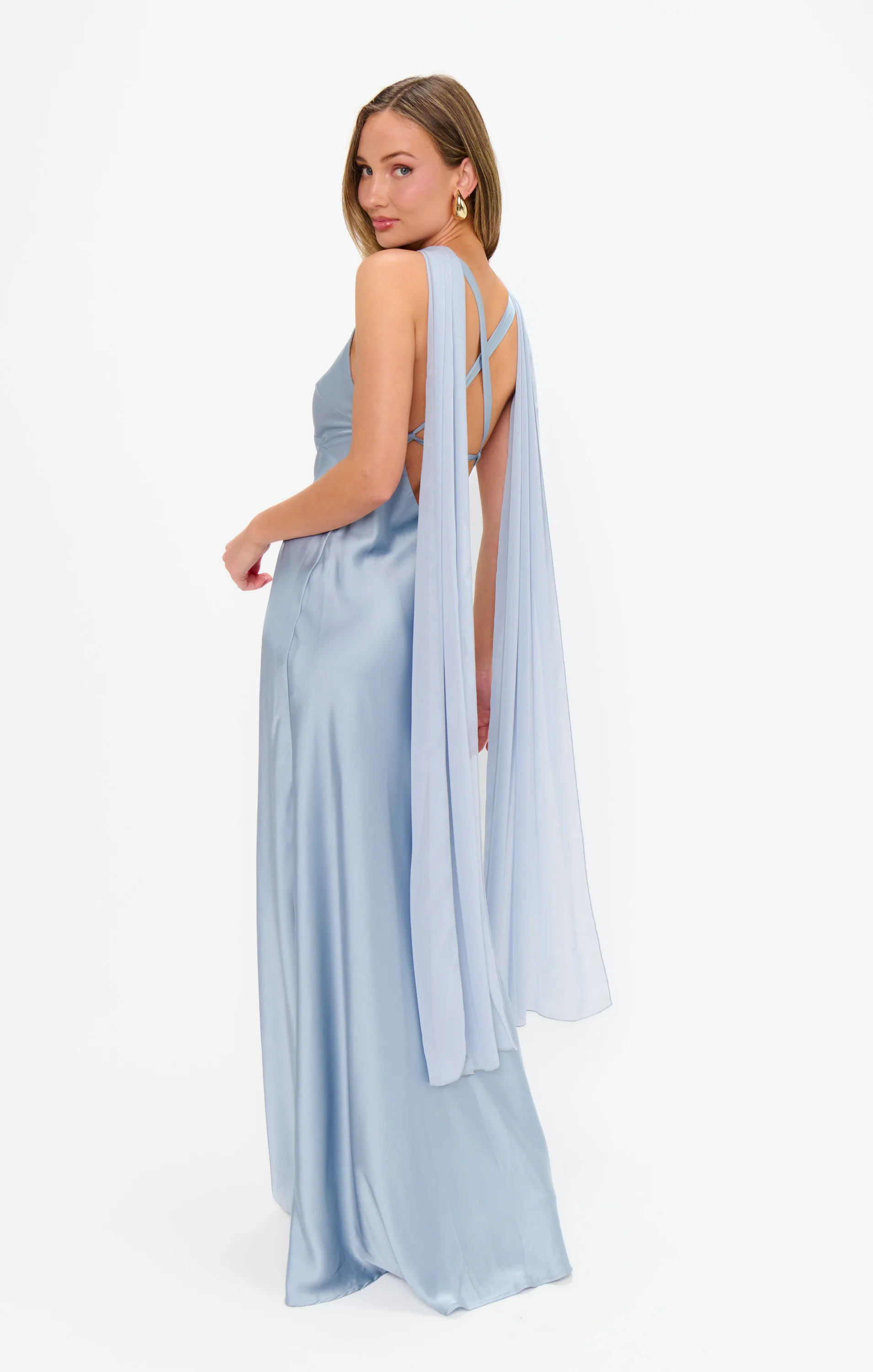 Soiree Shawl ~ Steel Blue Chiffon - Image 2