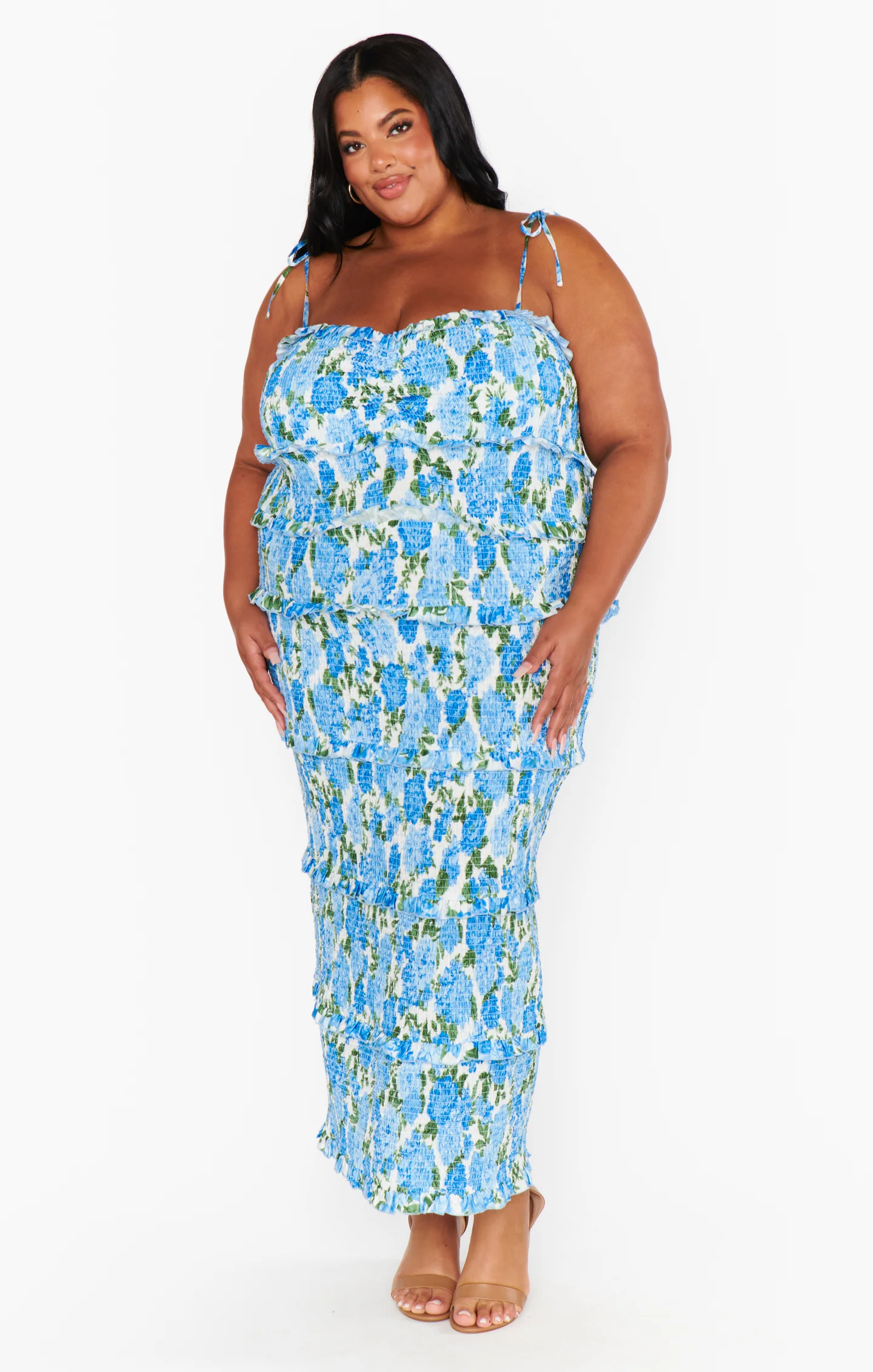 Stella Smocked Dress ~ Cottage Floral Blue - Image 10
