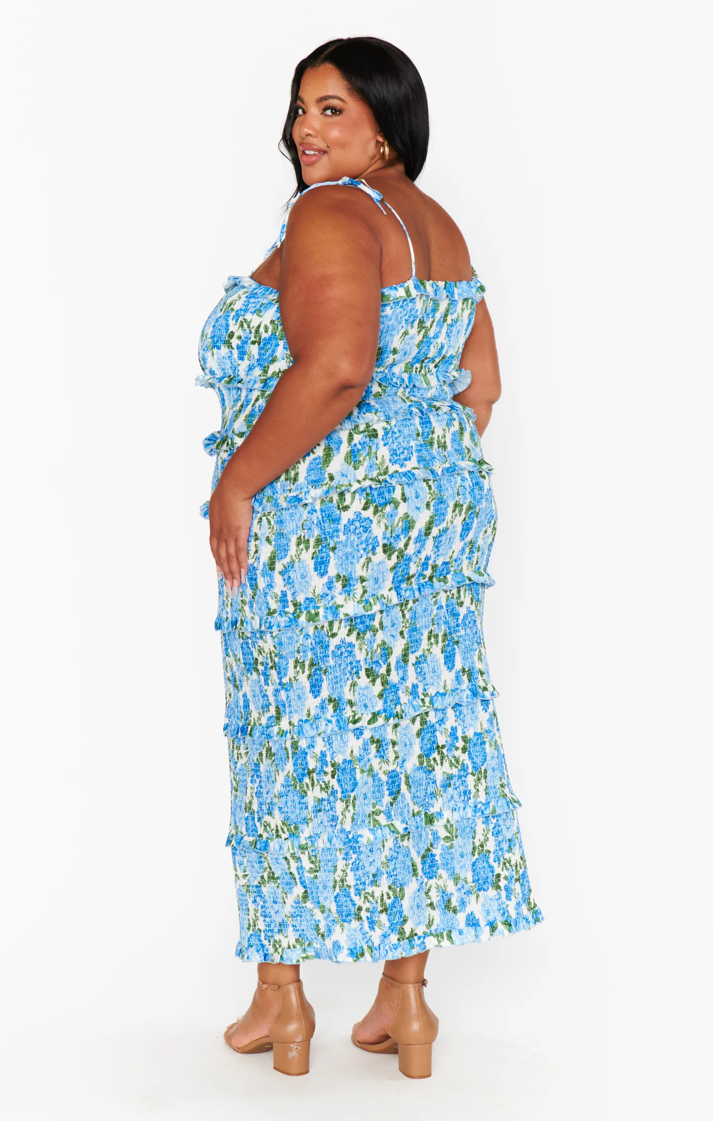 Stella Smocked Dress ~ Cottage Floral Blue - Image 9