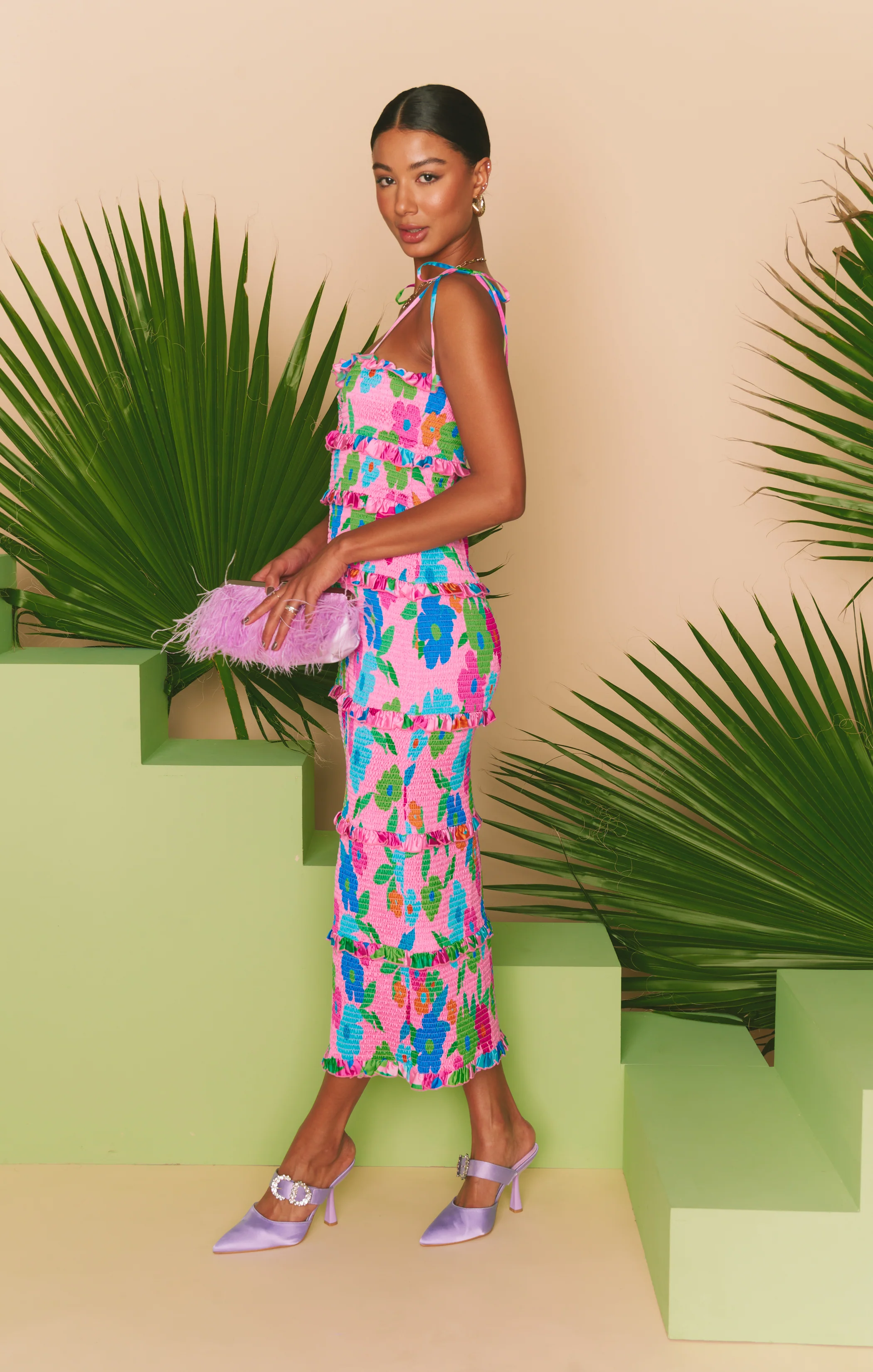 Stella Smocked Dress ~ Pink Piccadilly Floral - Image 4